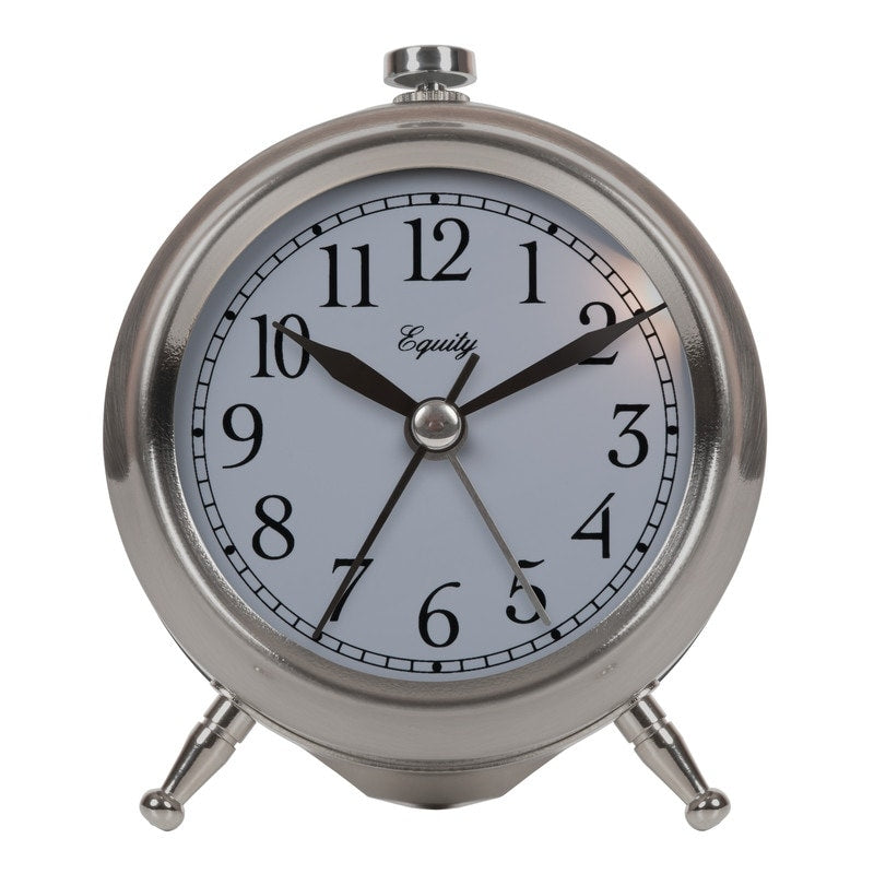 Equity by La Crosse Small Silver Metal Silent Analog Alarm Clock