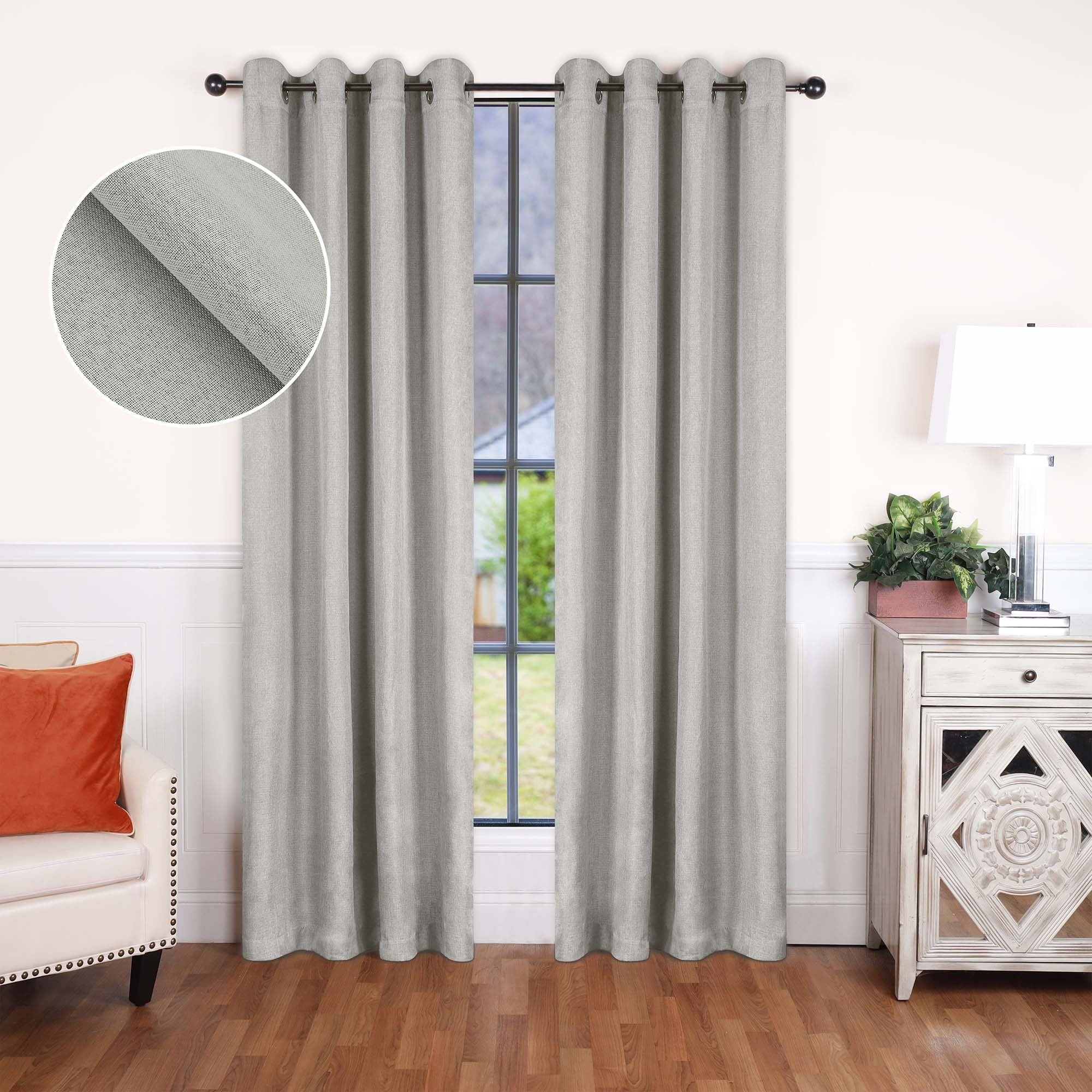 Superior Classic Linen Pattern Room Darkening Blackout Curtains, Rod Pocket or Grommets, Set of 2