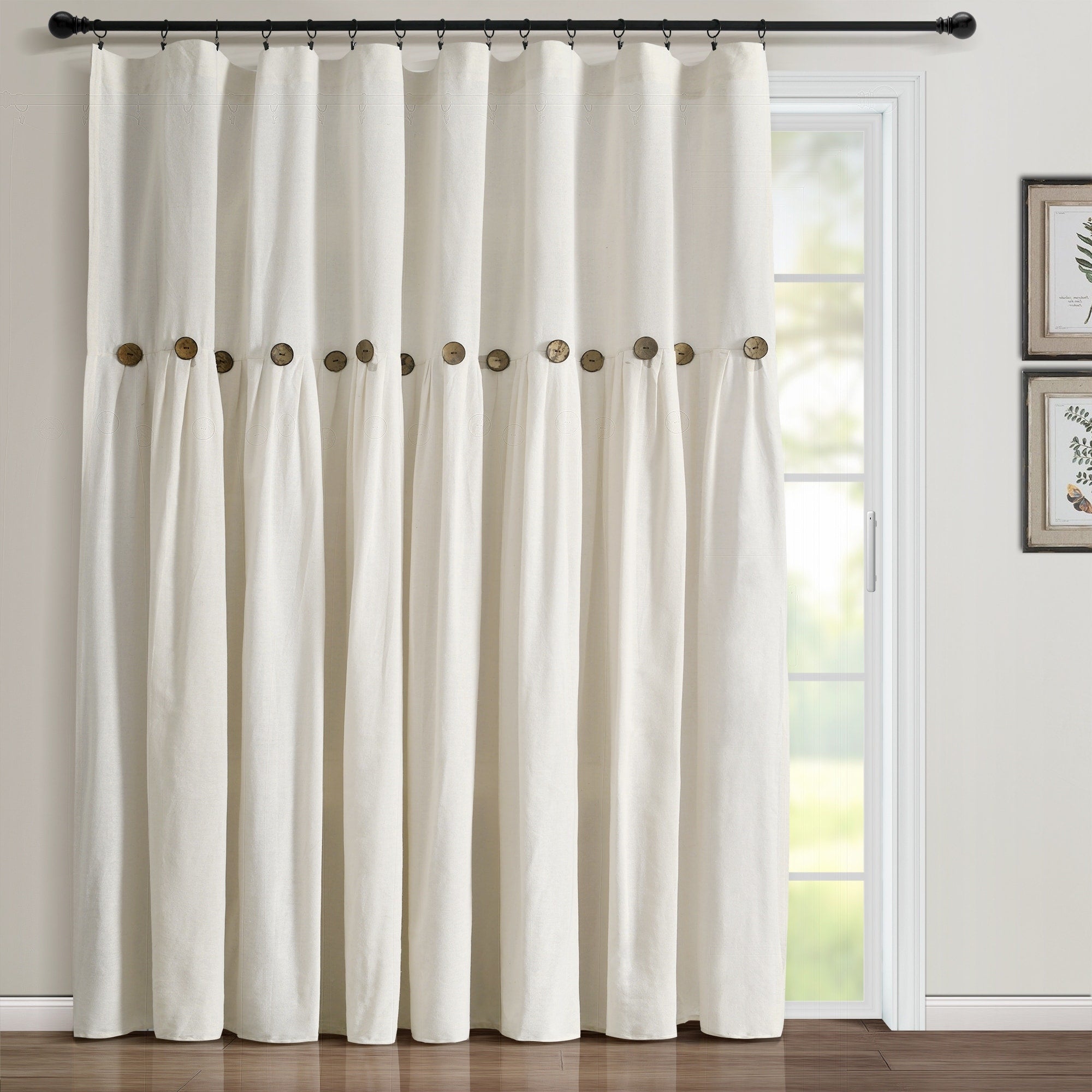 Lush Decor Linen Button Single Panel Window Curtain