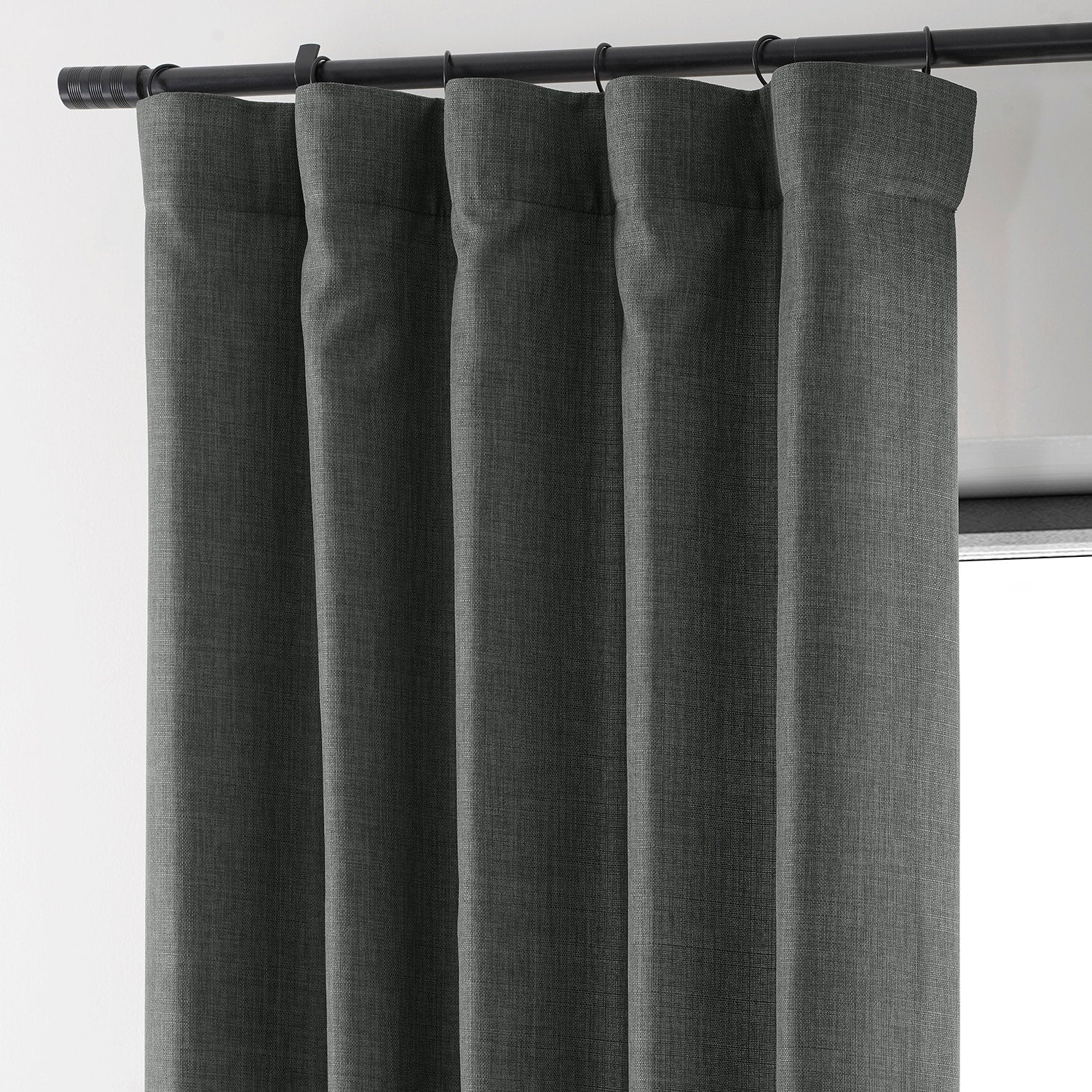 Exclusive Fabrics Italian Faux Linen Room Darkening Curtains for Bedroom & Living Room Curtains - Single Panel Window Curtains