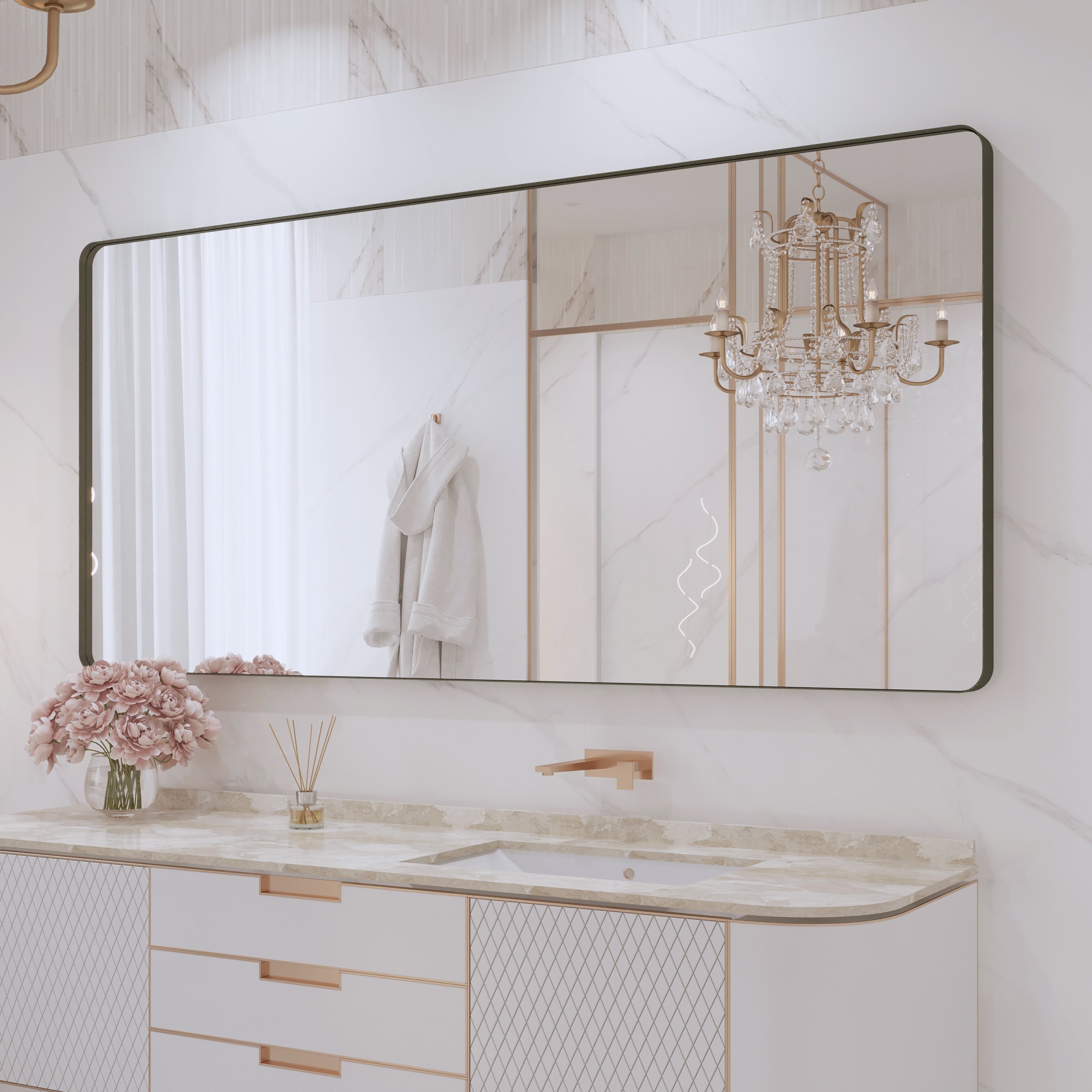 Framed Wall Mounted Bathroom Vanity Mirror