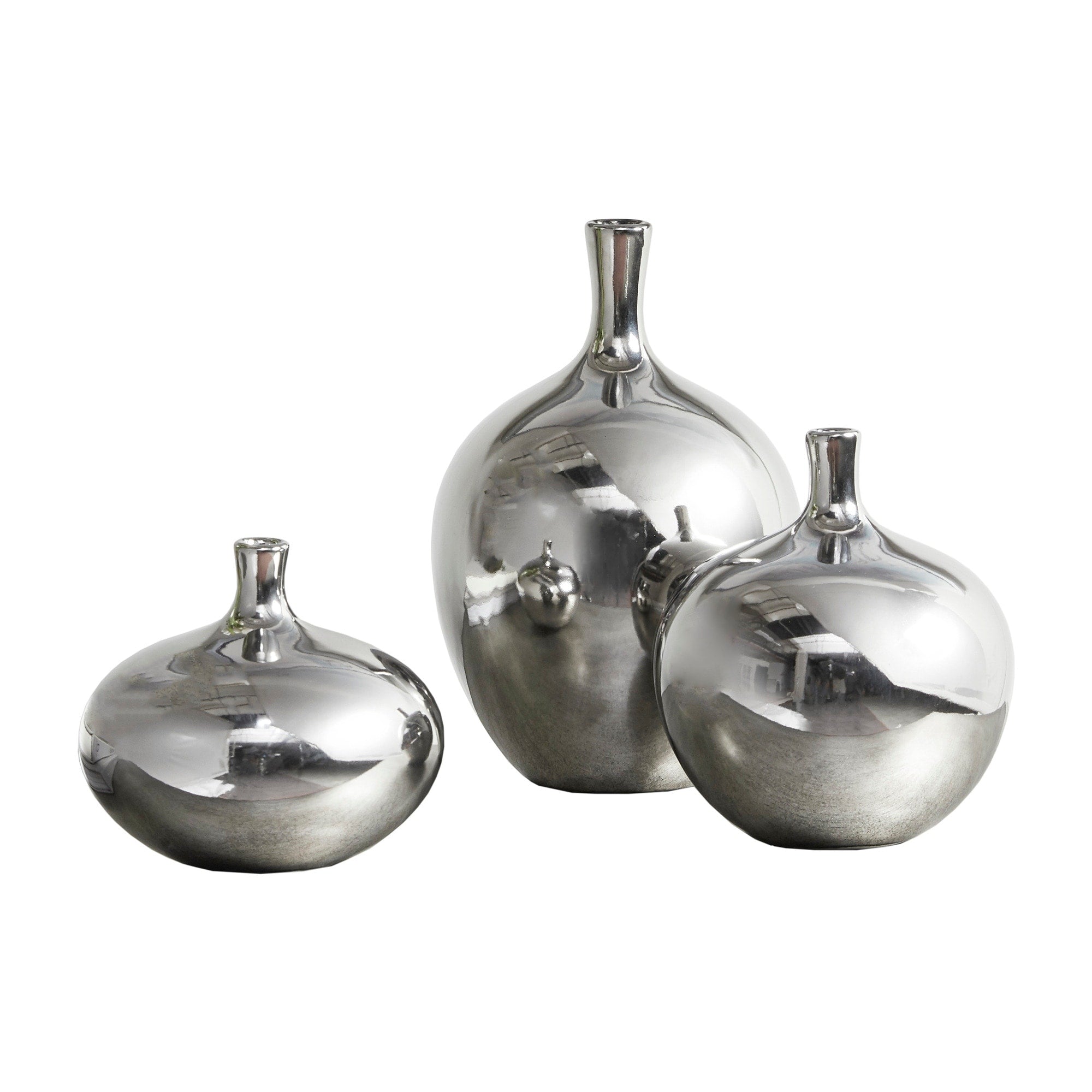 Madison Park Signature Ansen Mirrored Ceramic Decorative Vases 3-piece Set