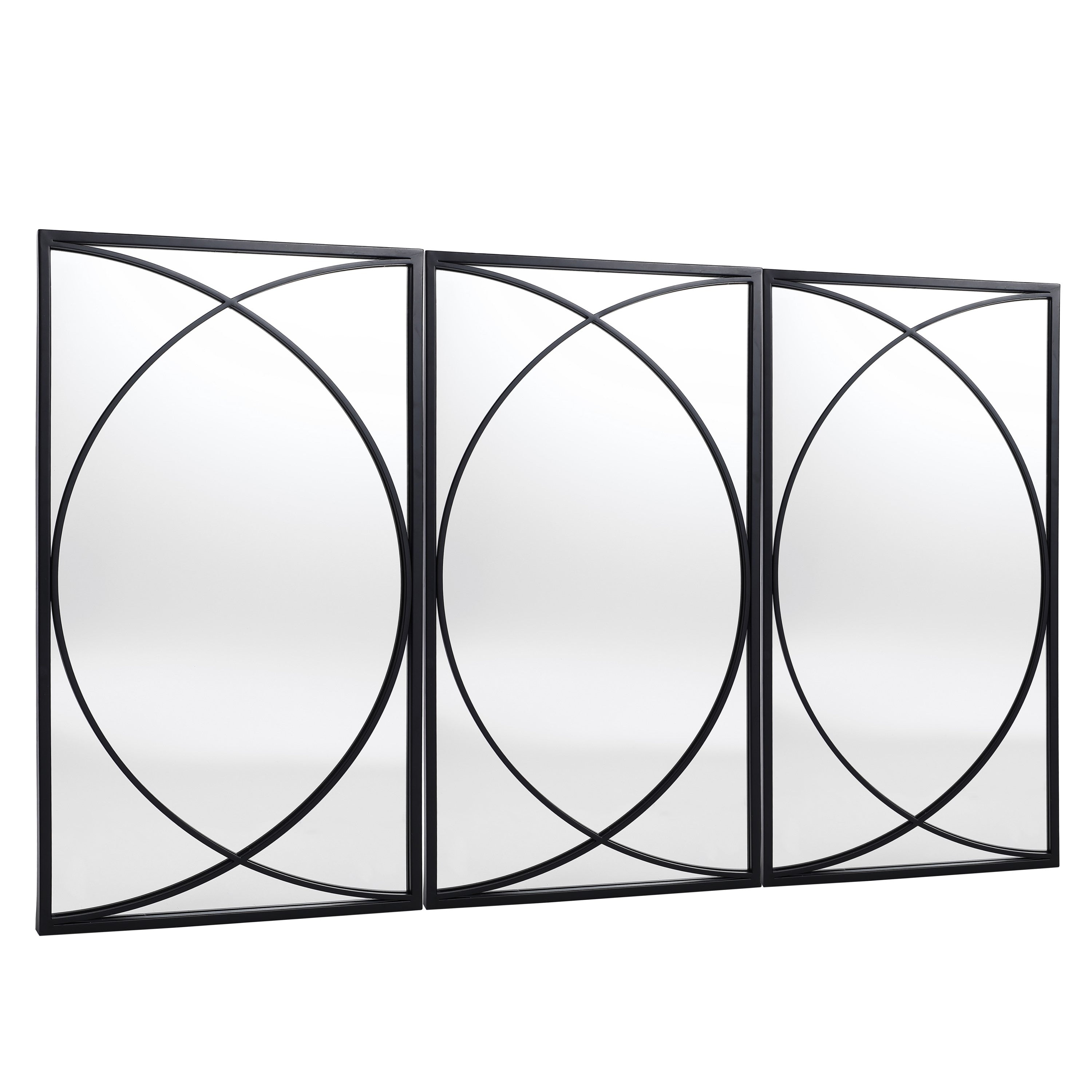 3-Piece Black Metal Rectangular Wall Mirror Set - 31.9 H x 15.75 W x 0.75 D