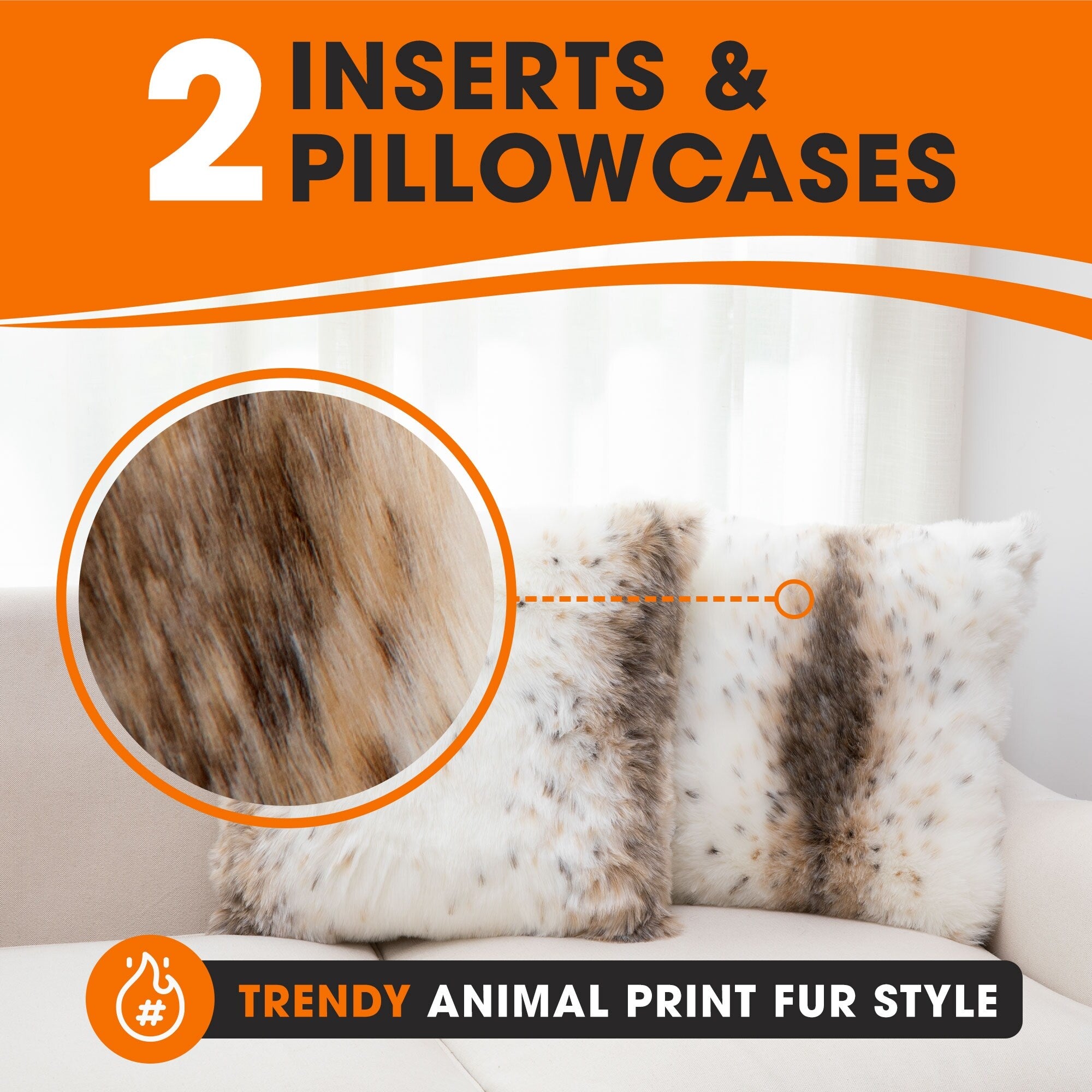 Cheer Collection Set of 2 Animal Fur Throw Pillows