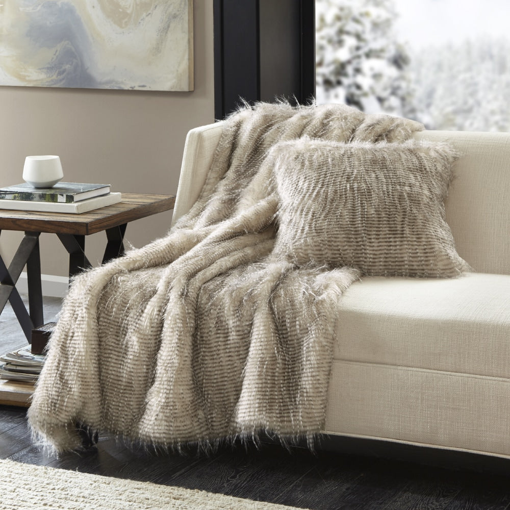 Madison Park Adelaide Luxury Faux Fur Year Round Premium Throw