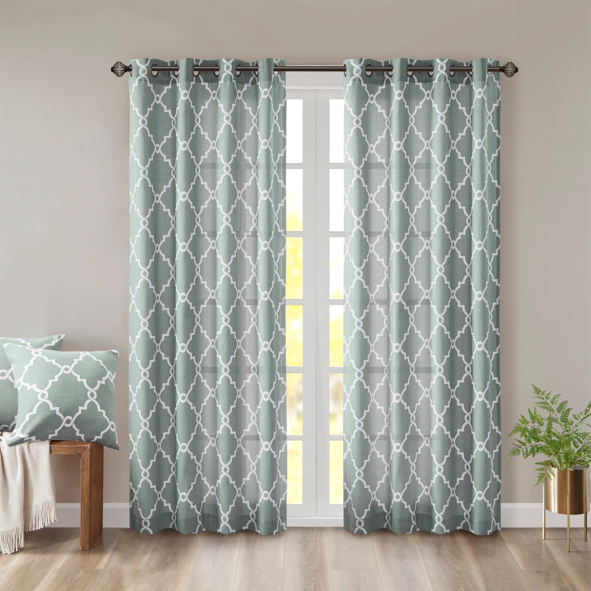 Madison Park Westmont Fretwork Print Grommet Top Window Single Curtain Panel