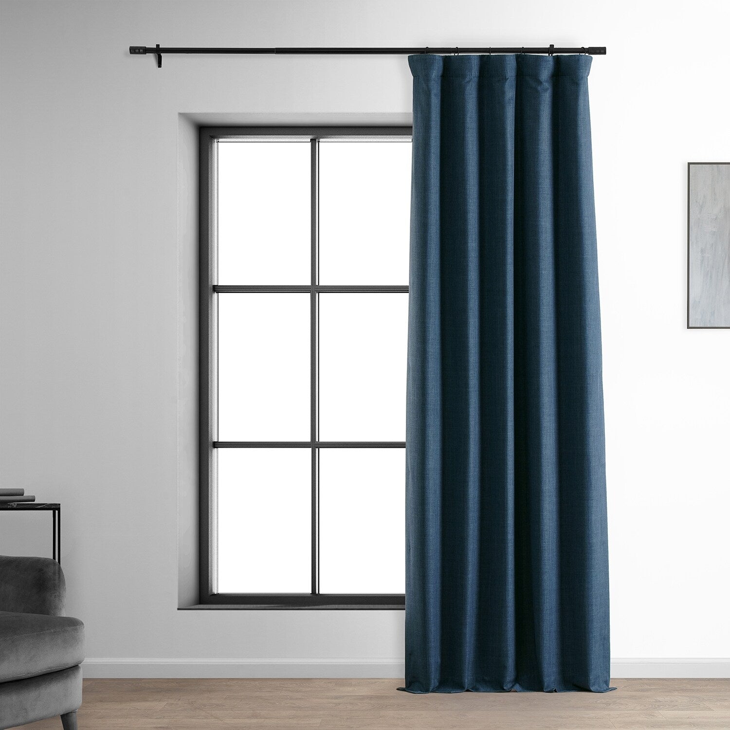 Exclusive Fabrics Faux Linen 100% Blackout Curtains Heat and Light Blocking - (1 Panel)