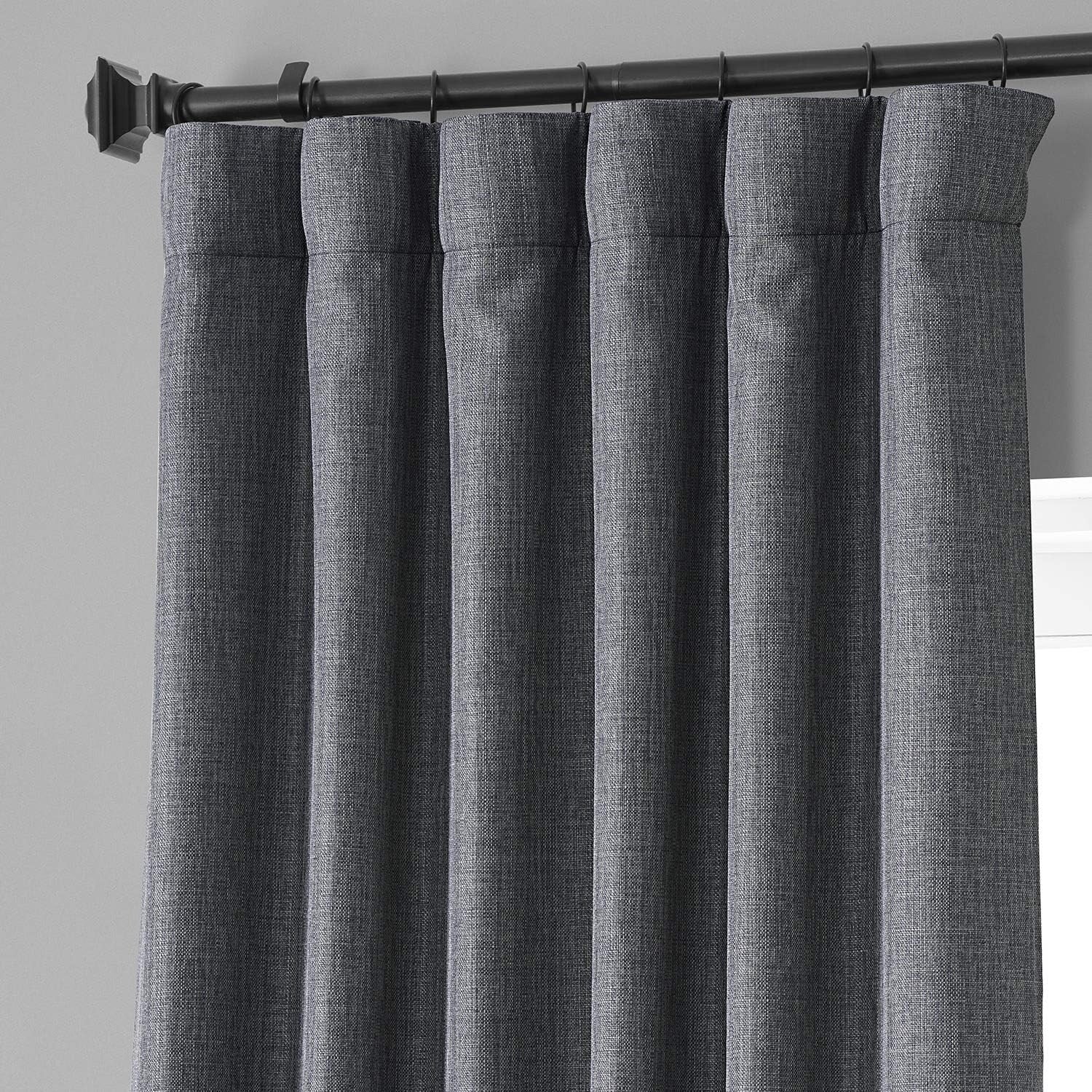 Exclusive Fabrics Faux Linen 100% Blackout Curtains Heat and Light Blocking - (1 Panel)