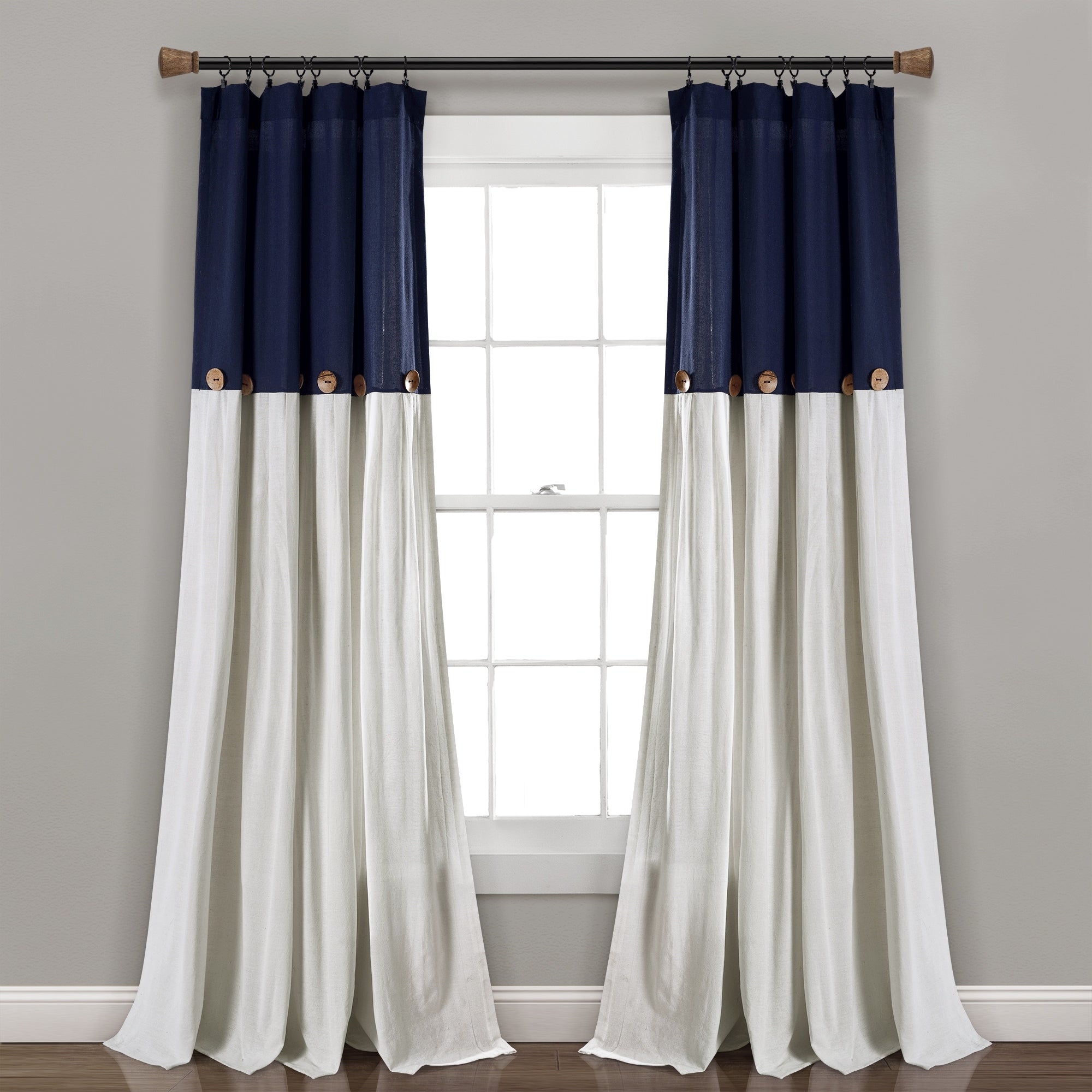 Lush Decor Linen Button Single Panel Window Curtain