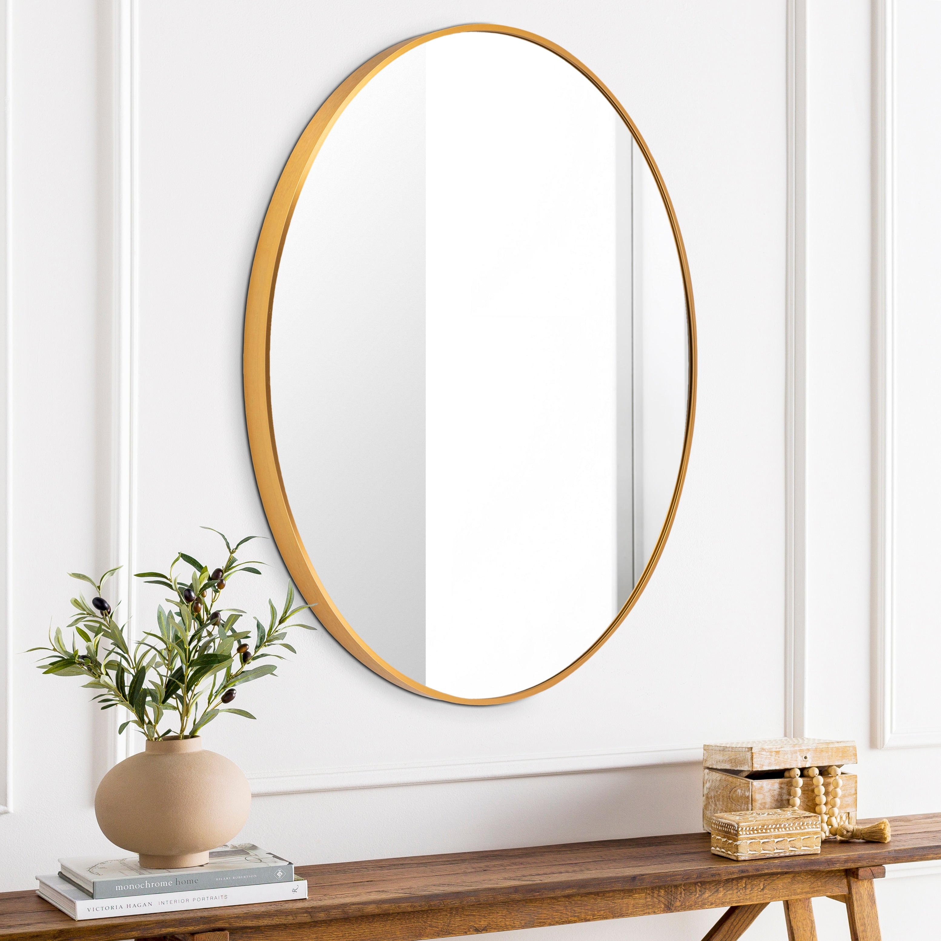 Livabliss Aranya Modern Aluminum Round Circle Accent Mirror