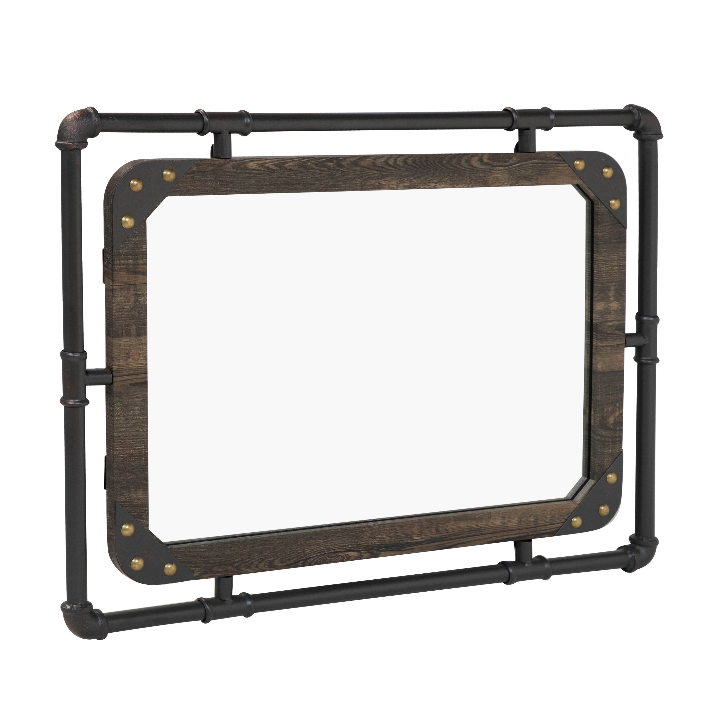 Revo Industrial 31-inch Metal Floating Wall Mirror by Furniture of America