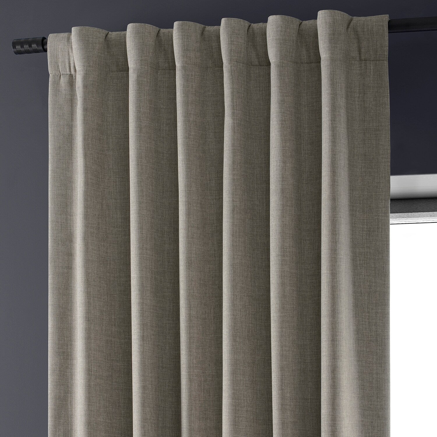 Exclusive Fabrics Faux Linen 100% Blackout Curtains Heat and Light Blocking - (1 Panel)