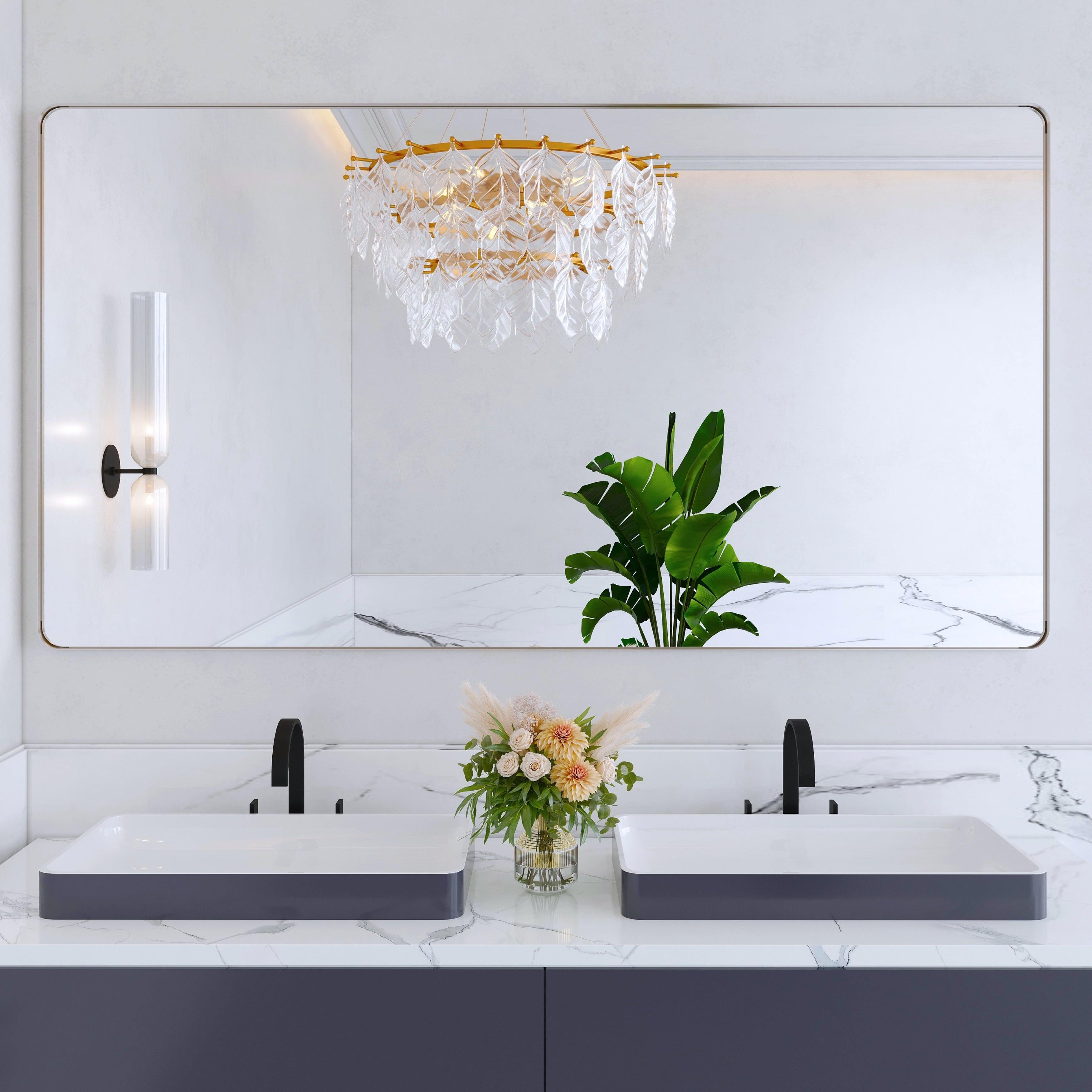 Framed Wall Mounted Bathroom Vanity Mirror