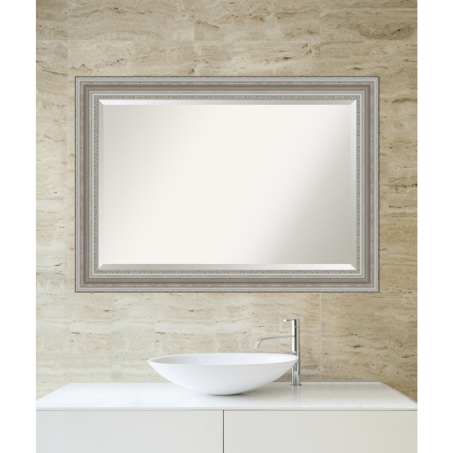 Beveled Bathroom Wall Mirror - Parlor Silver Frame