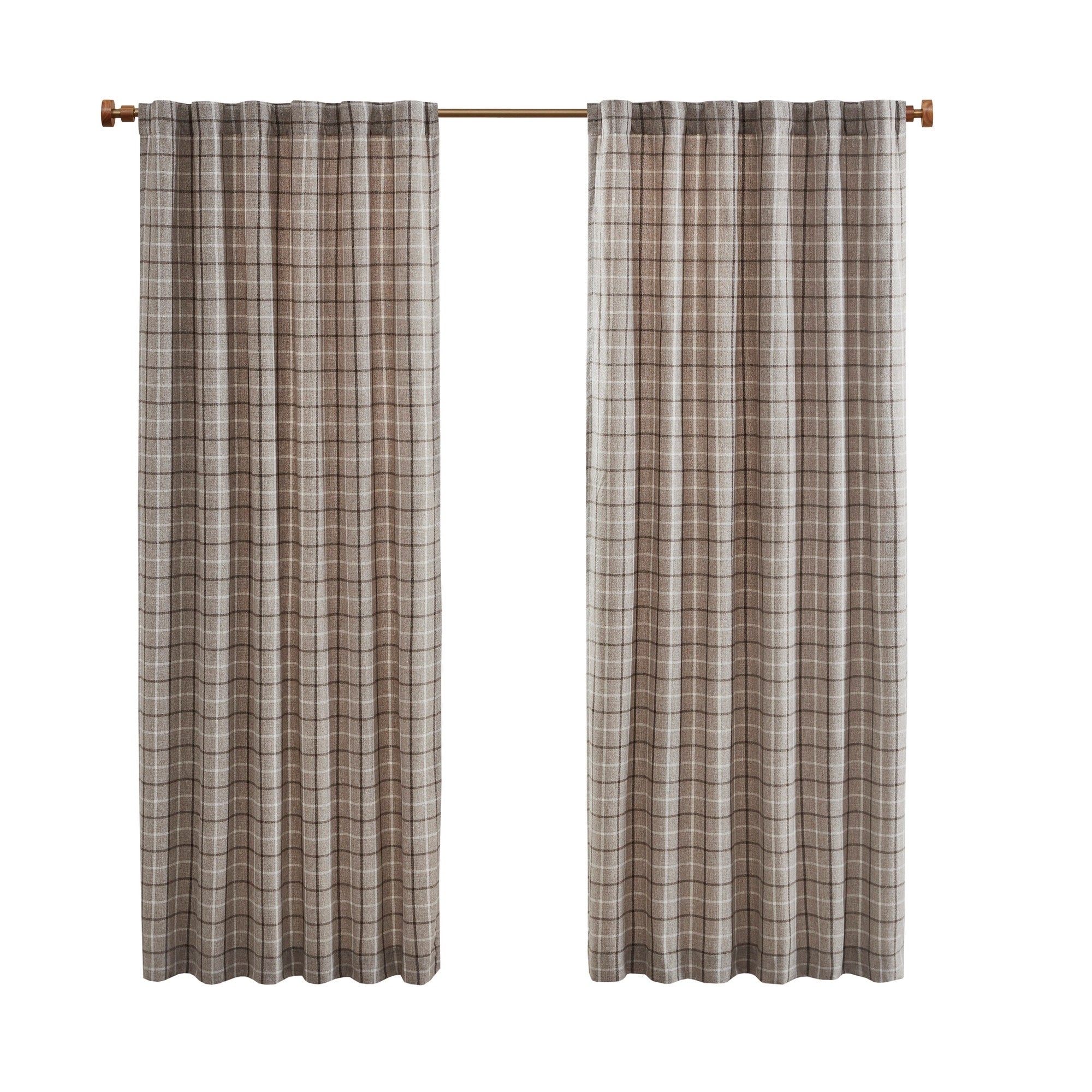 Madison Park Salford Plaid Rod Pocket and Back Tab Single Curtain Panel with Fleece Lining