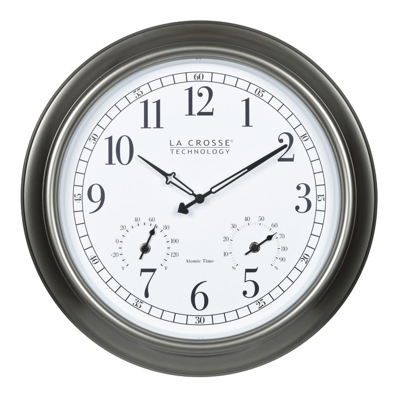 La Crosse 404-00237-INT 18 Atomic Outdoor Temp & Humidity Wall Clock