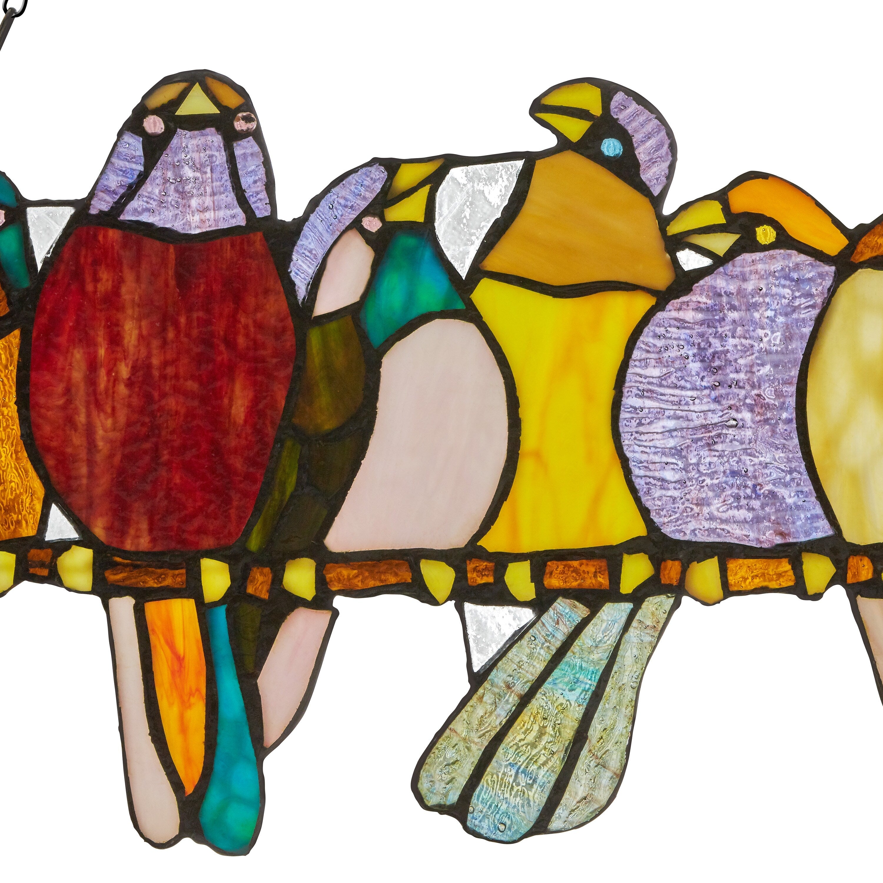 River of Goods Stained Glass 'Birds on Wire' 9.25-in. Window Panel - 24.25L x 0.25W x 9.5H