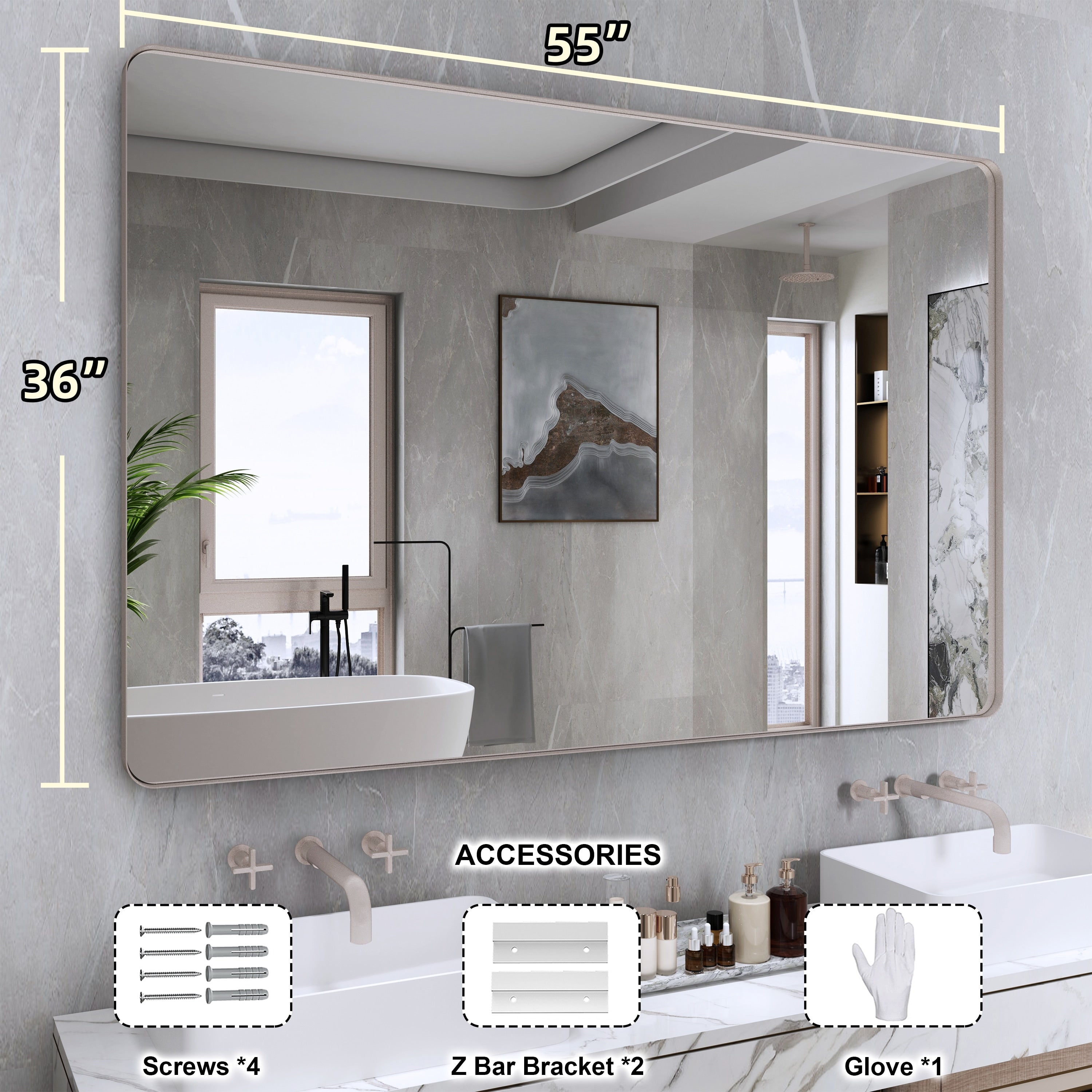 Framed Wall Mounted Bathroom Vanity Mirror