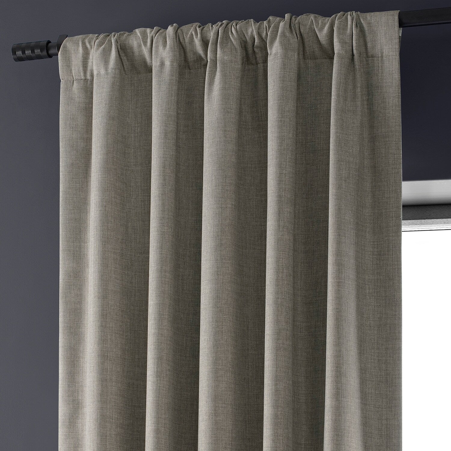 Exclusive Fabrics Faux Linen 100% Blackout Curtains Heat and Light Blocking - (1 Panel)