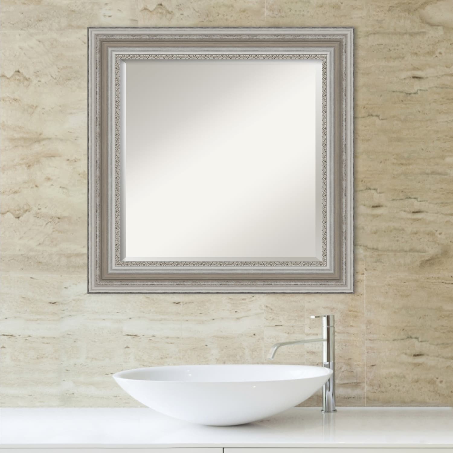 Beveled Bathroom Wall Mirror - Parlor Silver Frame