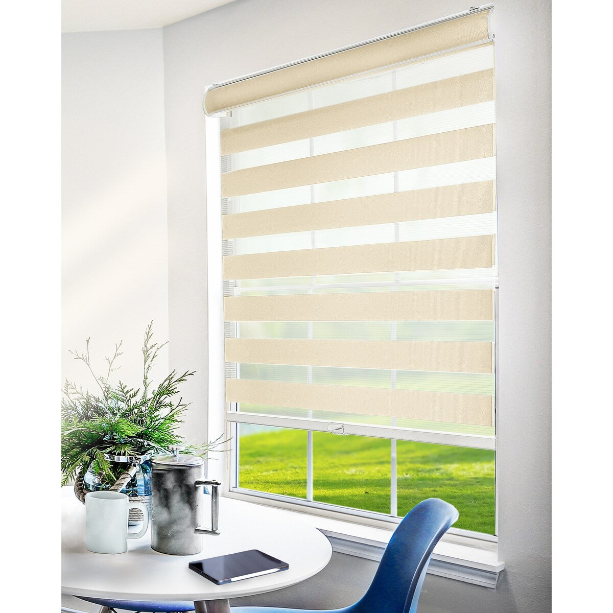 CHICOLOGY Everyday Cordless Light Filtering Zebra Window Shades