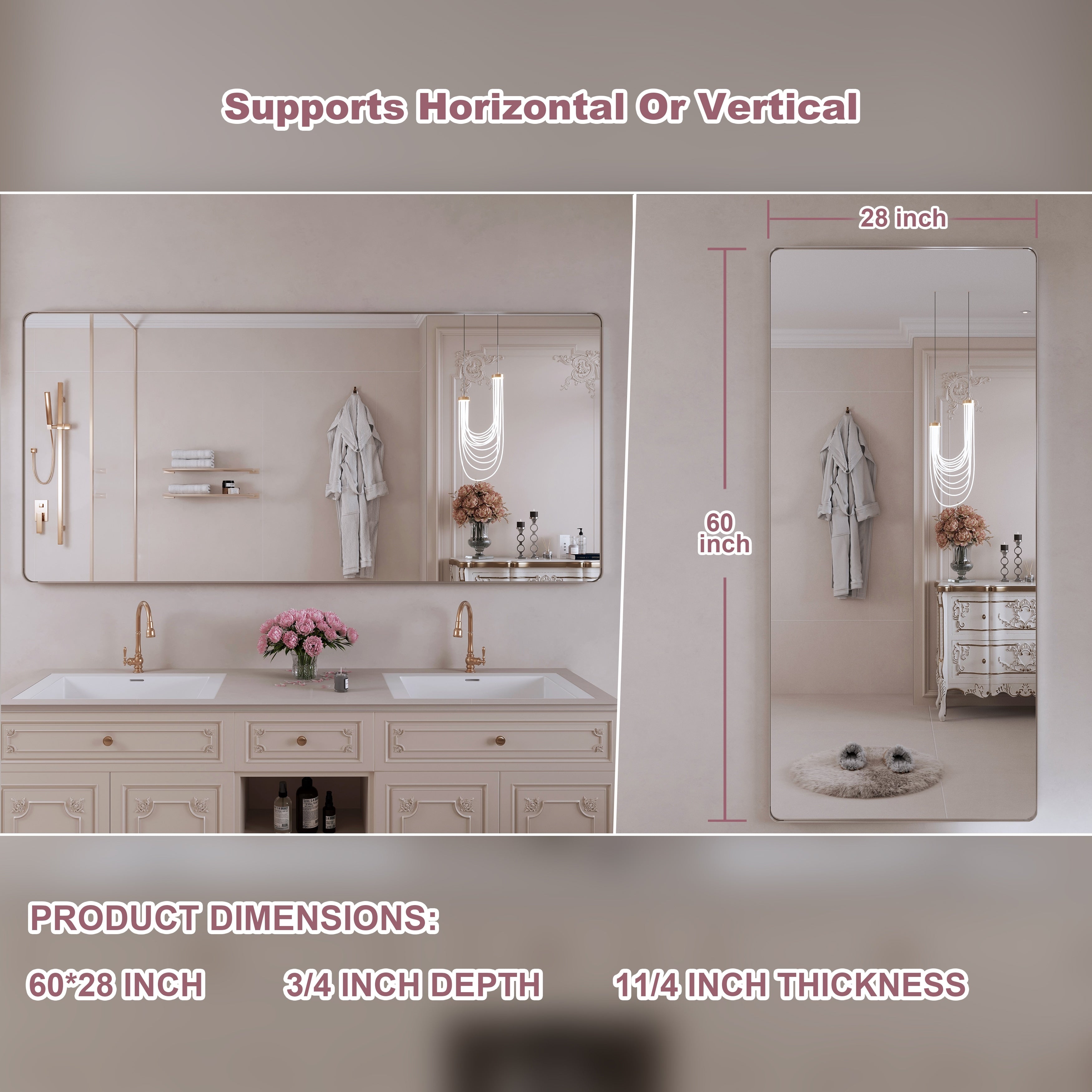 Framed Wall Mounted Bathroom Vanity Mirror