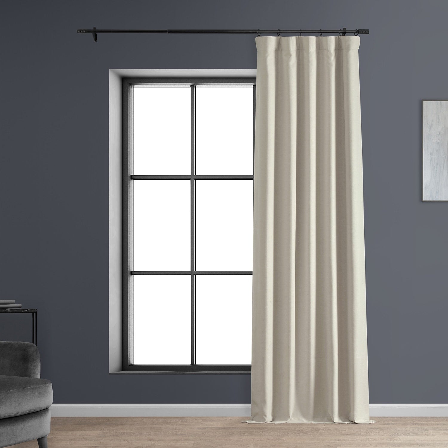 Exclusive Fabrics Faux Linen 100% Blackout Curtains Heat and Light Blocking - (1 Panel)