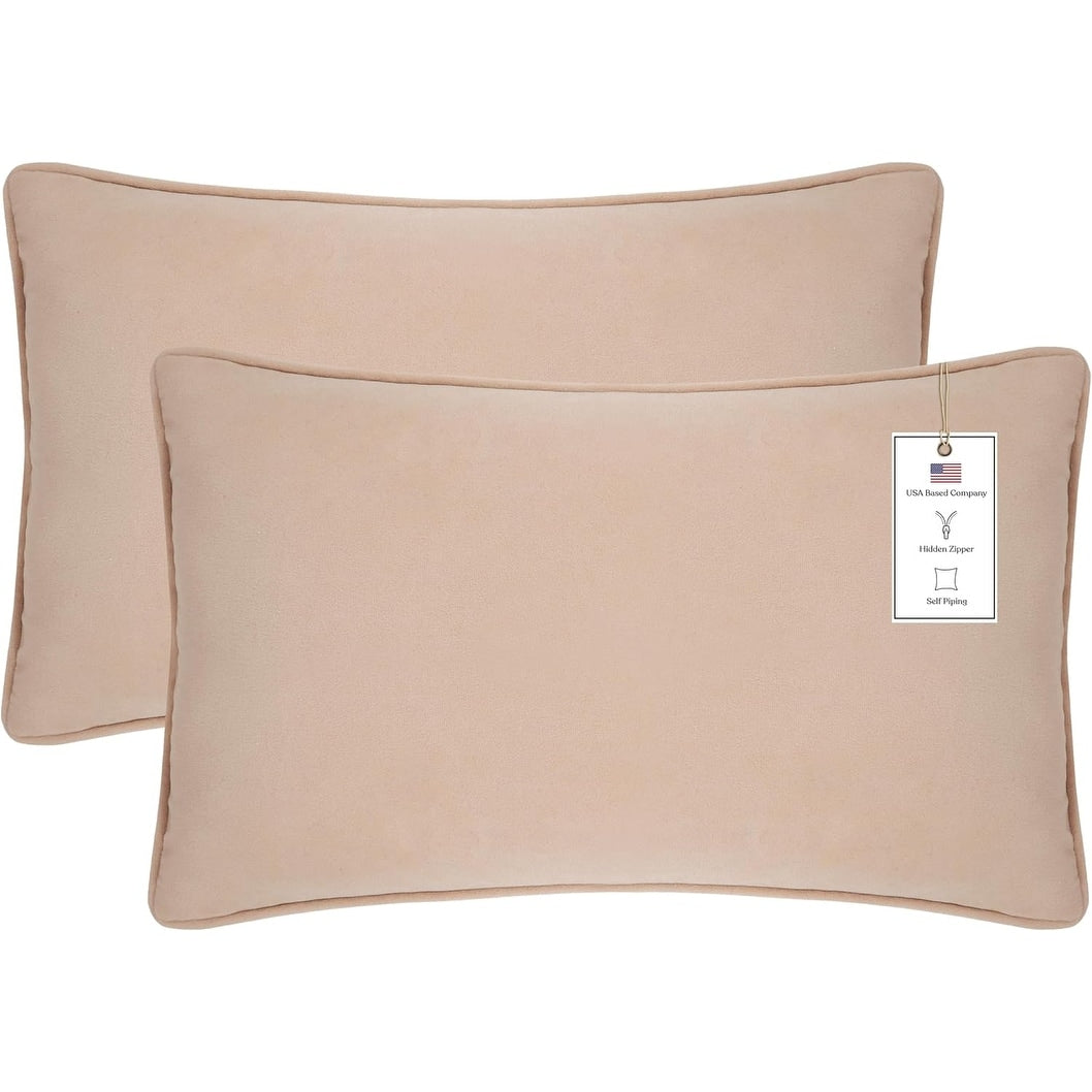 A1HC Set of 2 Luxurious Fine Soft Velvet Throw Pillow Covers Only, For Sofas, Beds, Vibrant Colors and Hidden Zipper