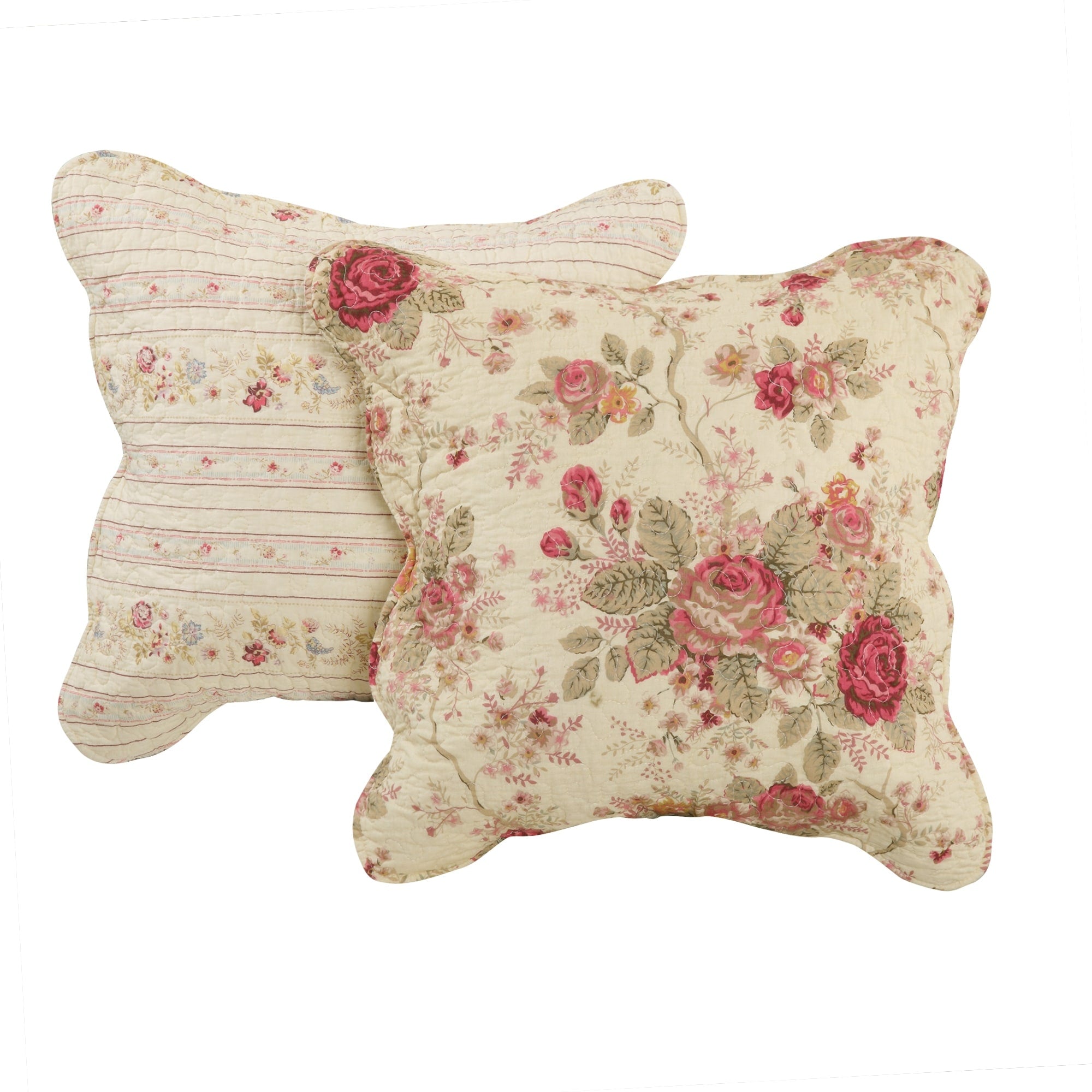 Greenland Home Fashions Antique Rose Shabby Chic Decorative Pillow Set (Set of 2 Pillows)