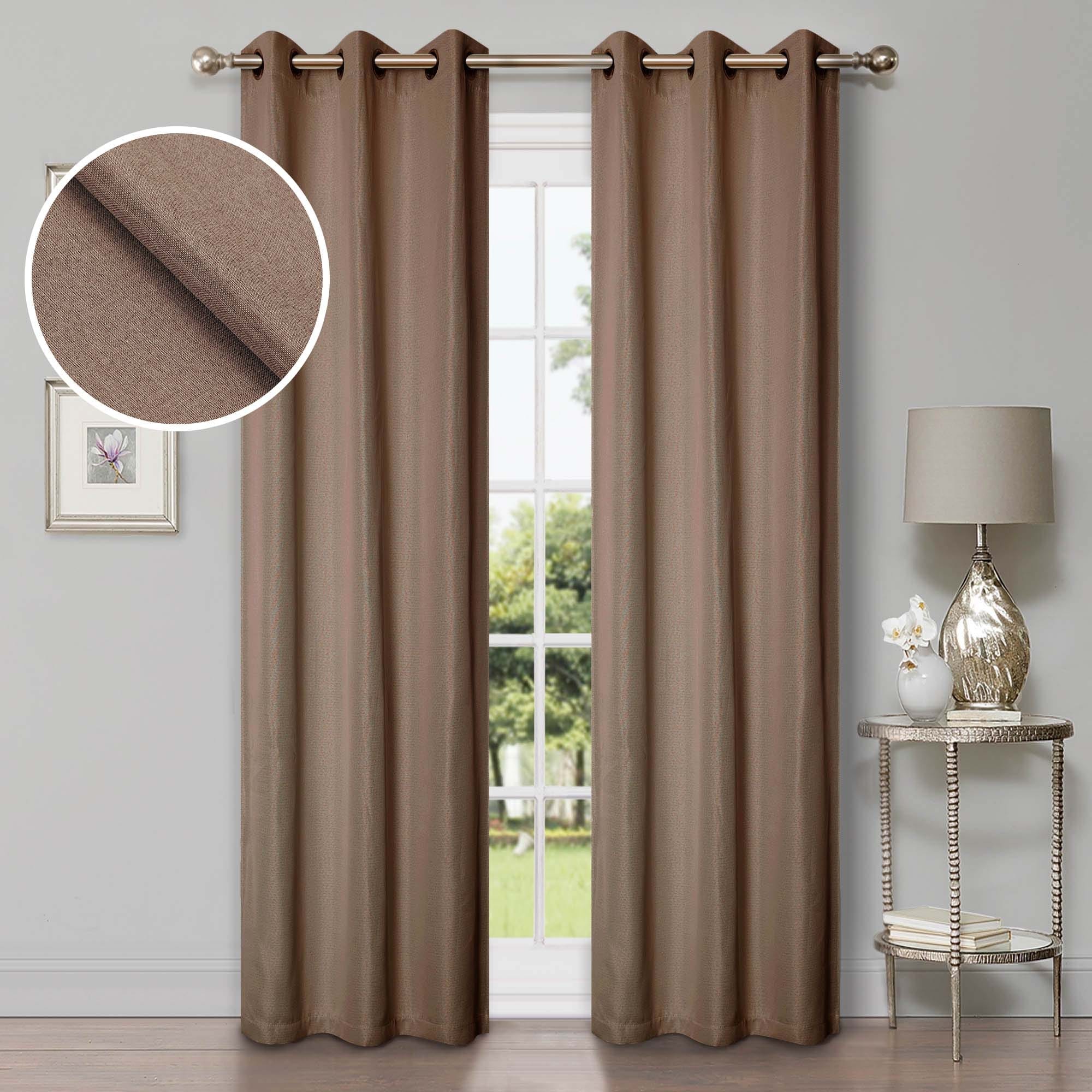 Superior Classic Linen Pattern Room Darkening Blackout Curtains, Rod Pocket or Grommets, Set of 2