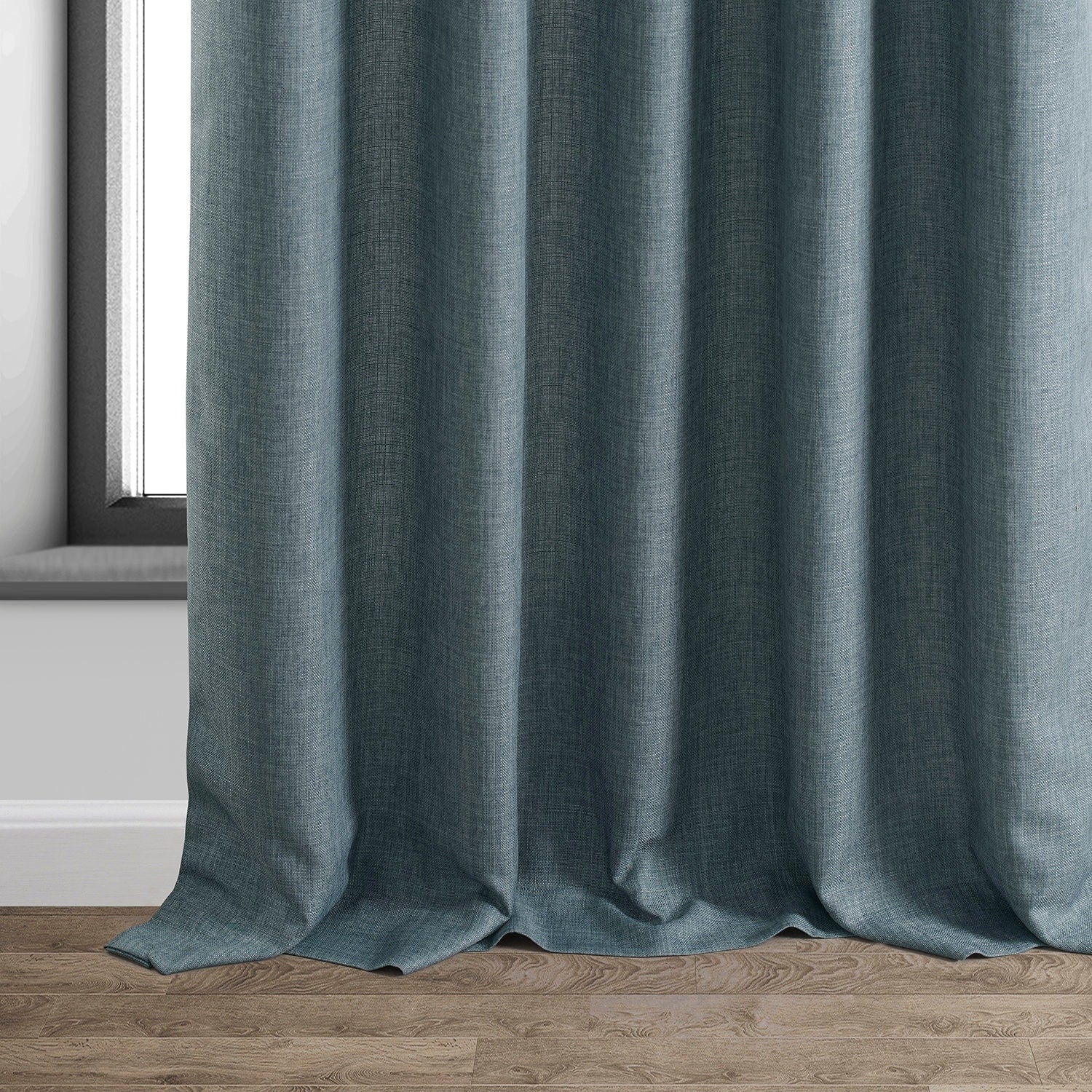 Exclusive Fabrics Italian Faux Linen Room Darkening Curtains for Bedroom & Living Room Curtains - Single Panel Window Curtains