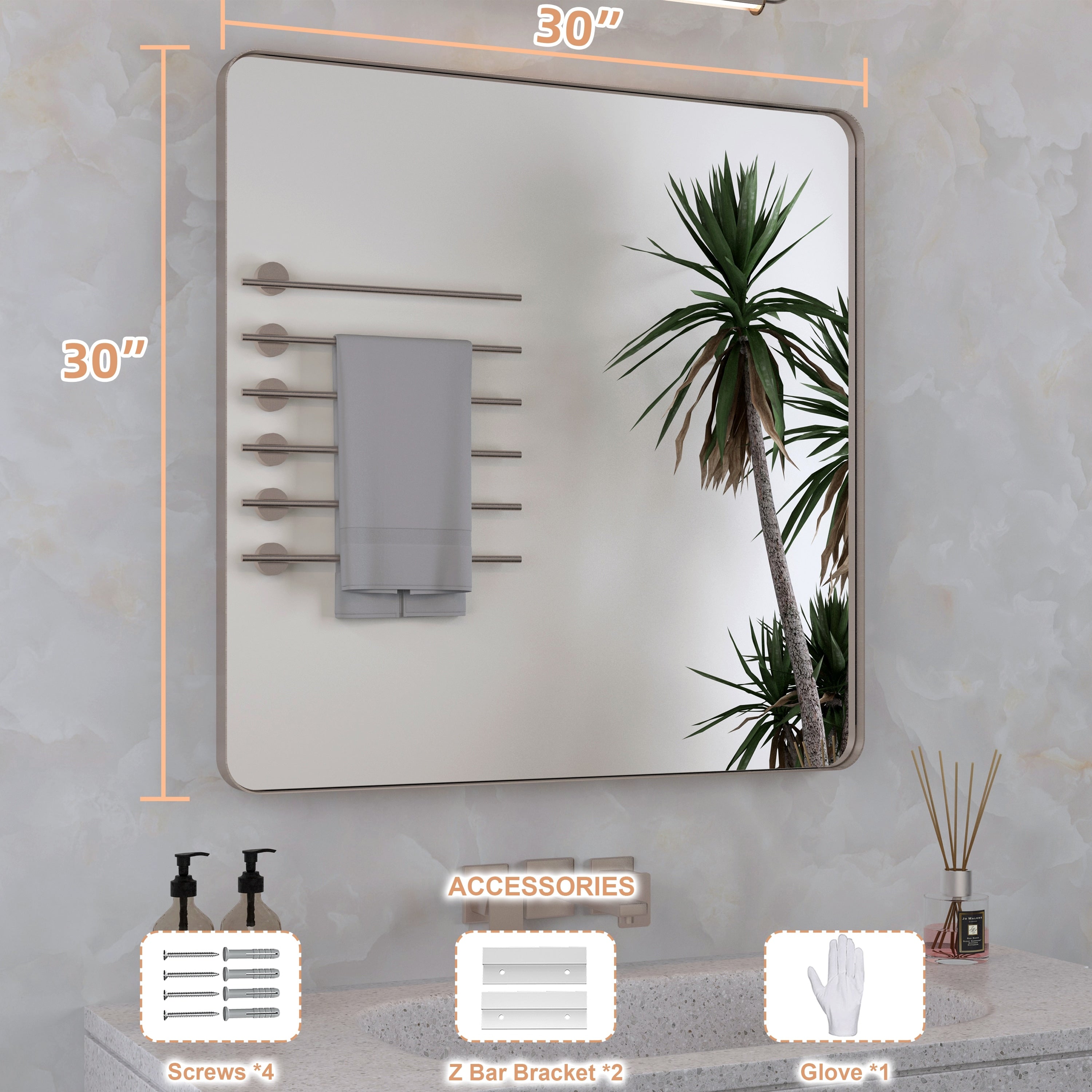 Framed Wall Mounted Bathroom Vanity Mirror