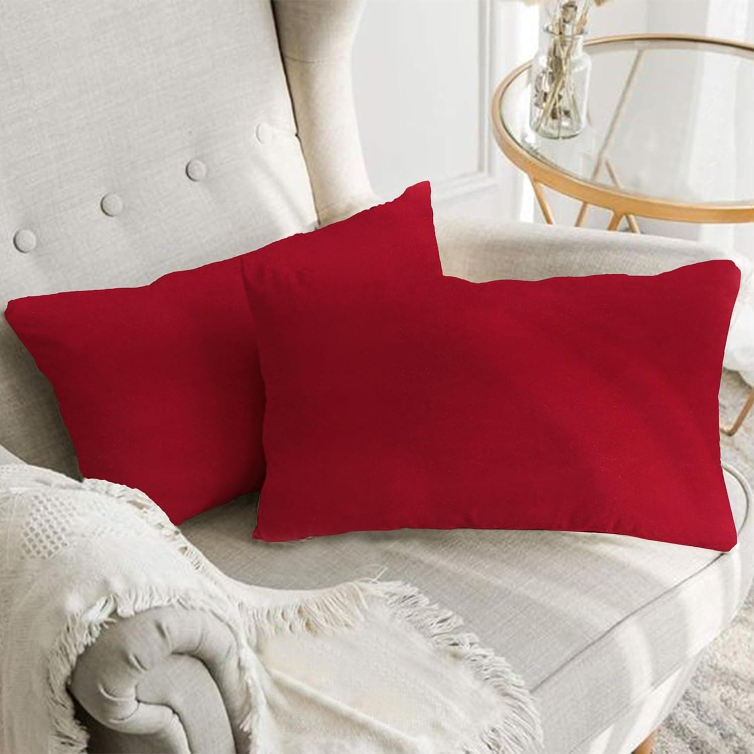 A1HC Set of 2 Luxurious Fine Soft Velvet Throw Pillow Covers Only, For Sofas, Beds, Vibrant Colors and Hidden Zipper