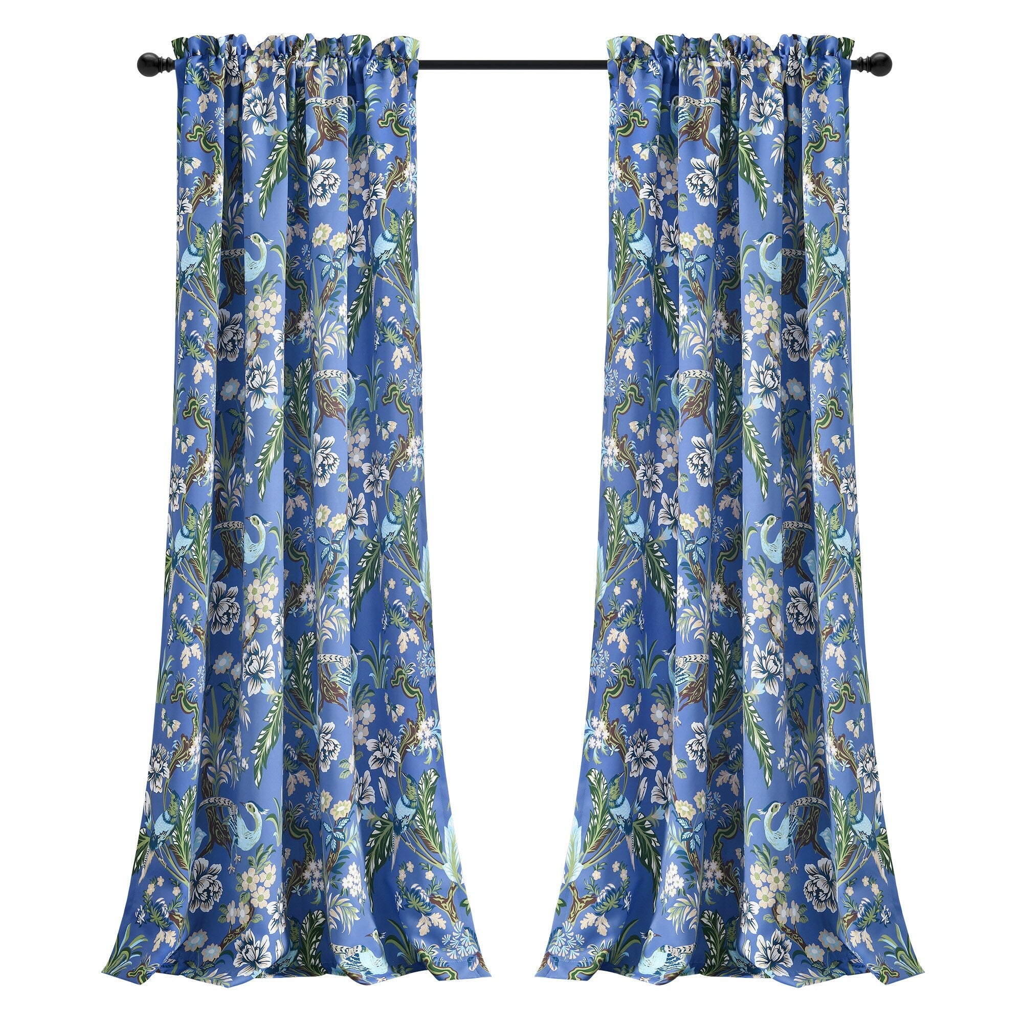 Lush Decor Dolores Light Filtering Floral Bird Print Curtain Pair Panels