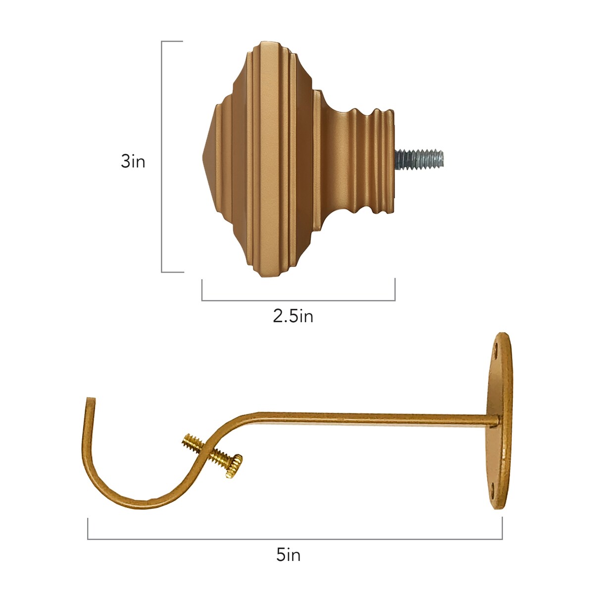 Elrene Florence Window Curtain Rod and Stacked Squares Shaped Finial