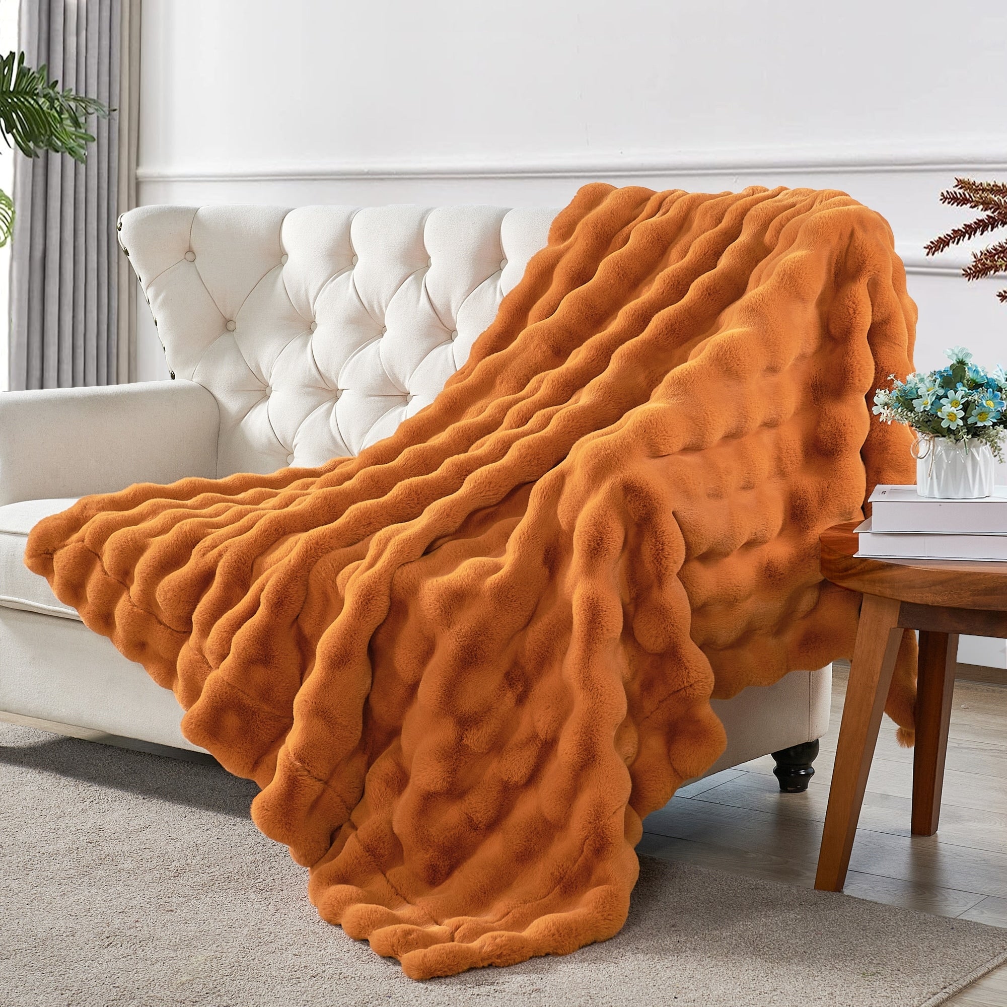 Home Soft Things Bubble Textured FauxFur Throw Cozy Soft Blankets