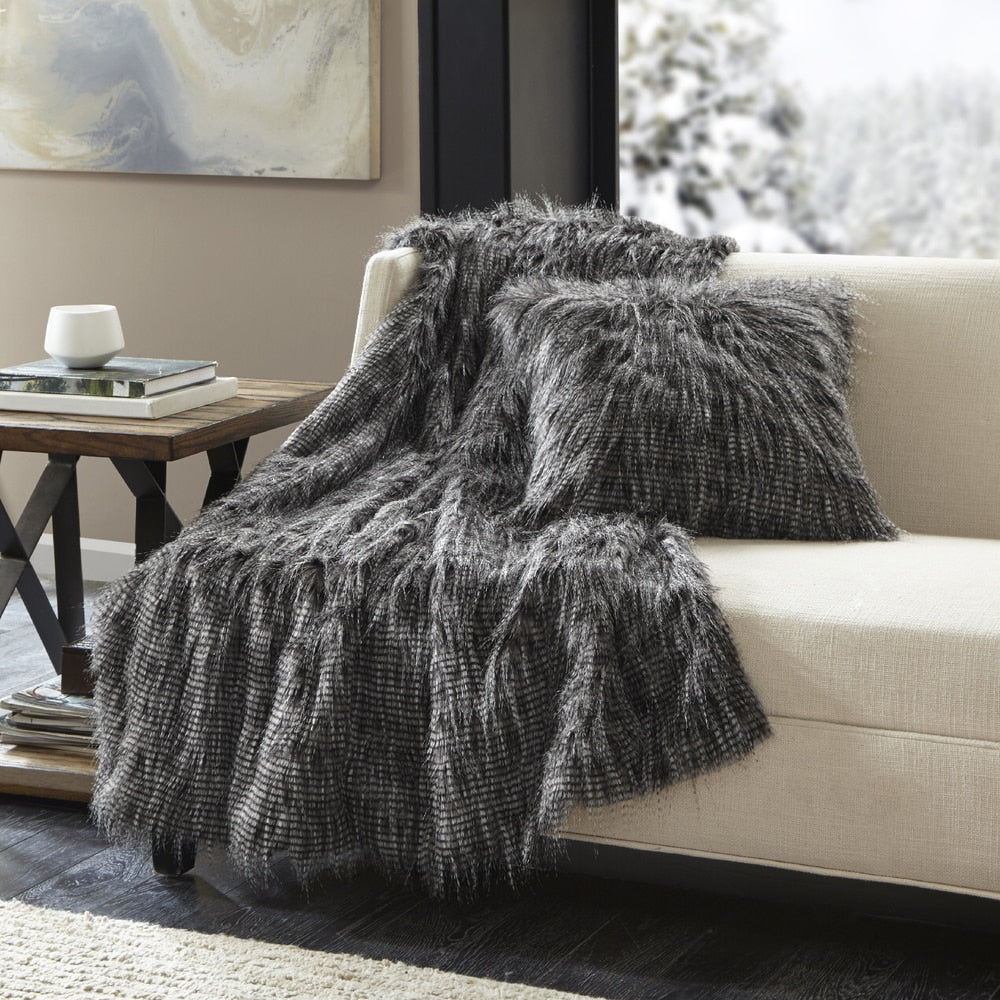 Madison Park Adelaide Luxury Faux Fur Year Round Premium Throw