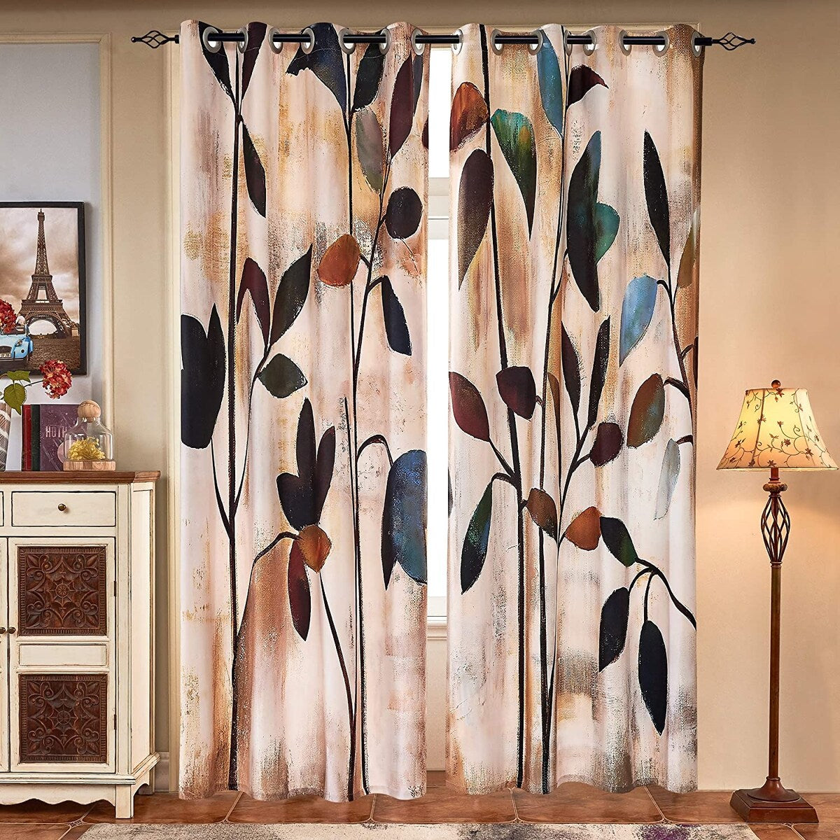 Subrtex Printed 2 Piece Panels Blackout Curtains Colorful Window Drapes