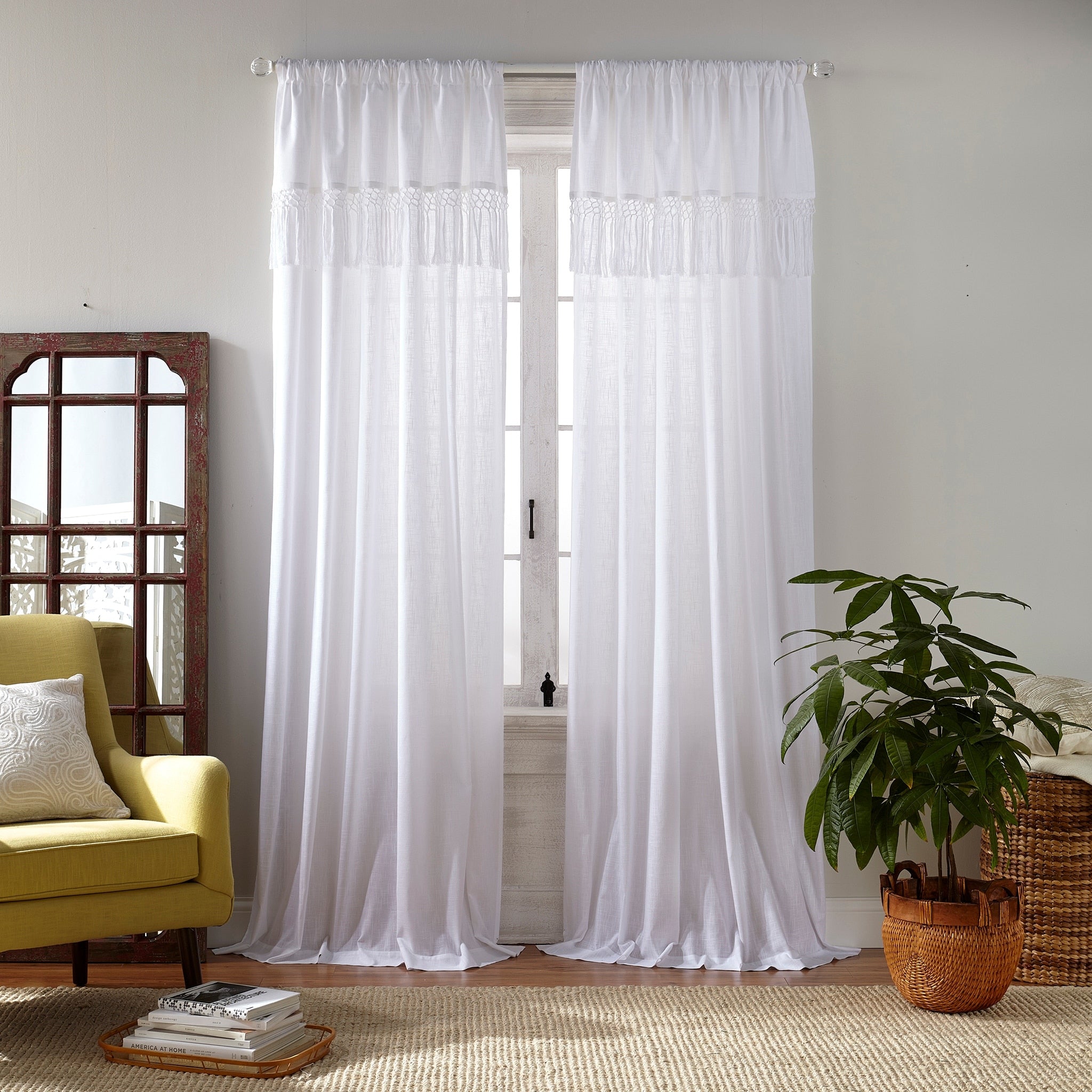 Calypso Macrame Tassel Semi Sheer Window Curtain