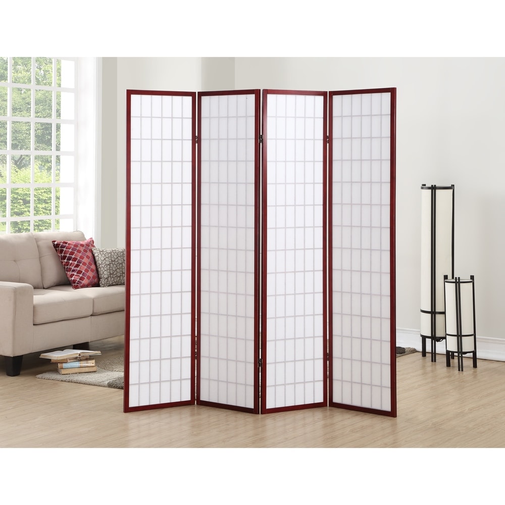 Roundhill Furniture Hoceima Oriental Shoji 4-panel Room Divider