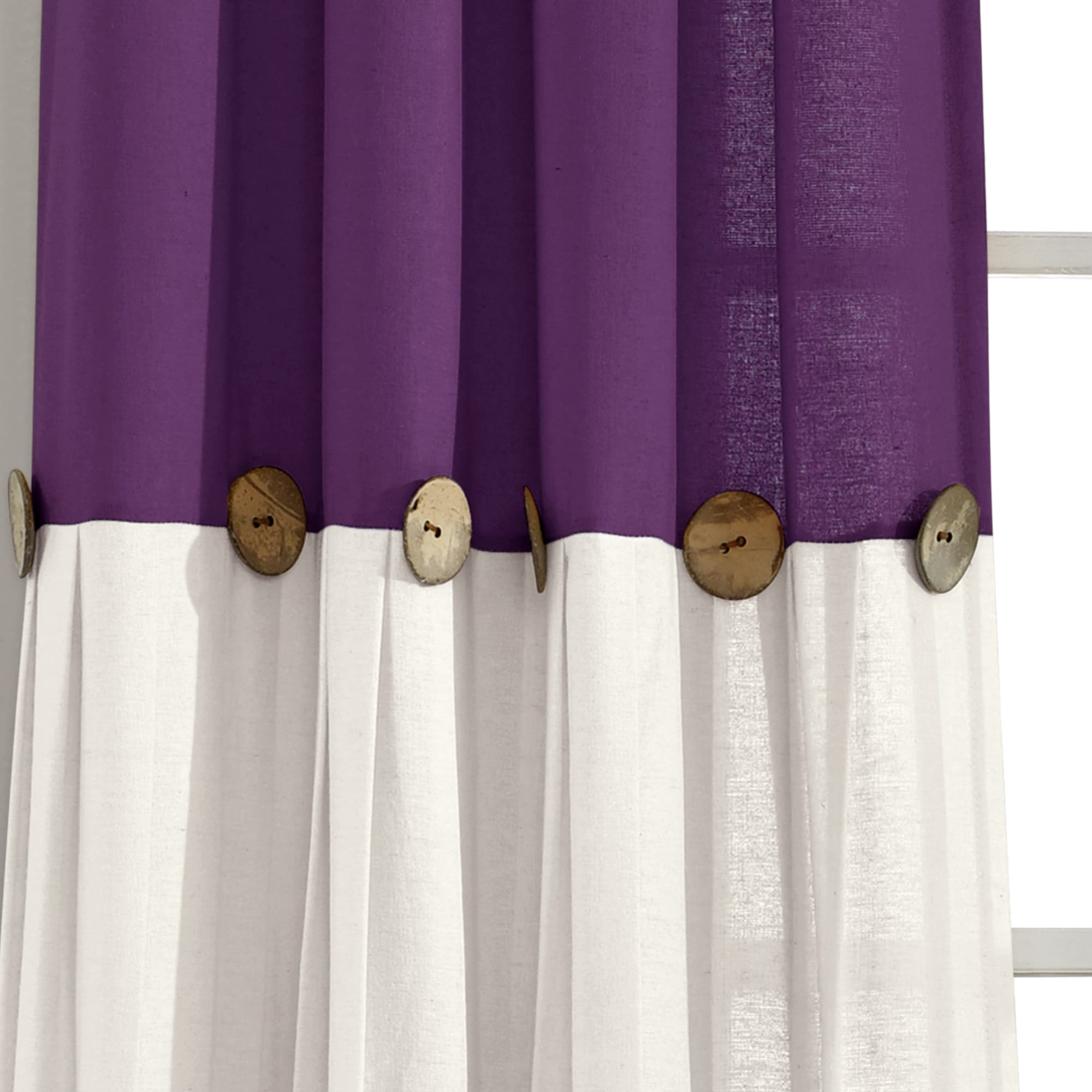 Lush Decor Linen Button Single Panel Window Curtain