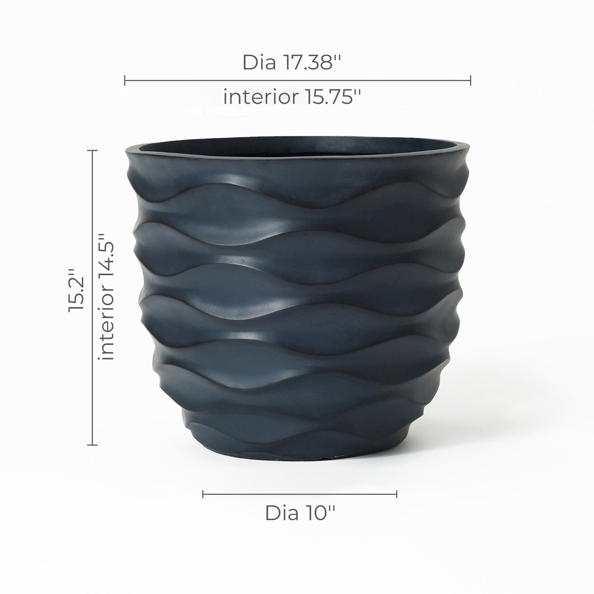 Round Black Waves Indoor/Outdoor MgO Planter