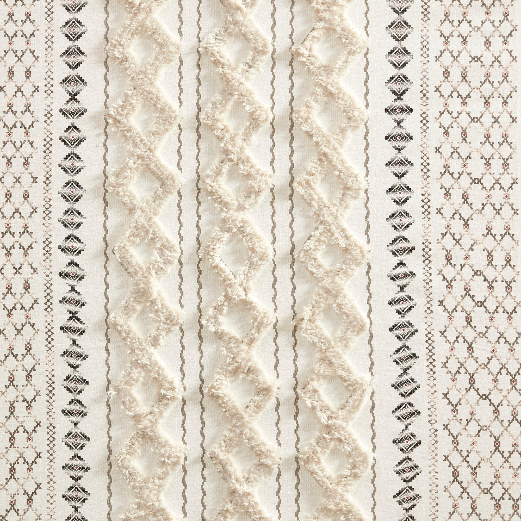 INK+IVY Imani Cotton Printed Curtain Panel with Chenille Stripe and Lining