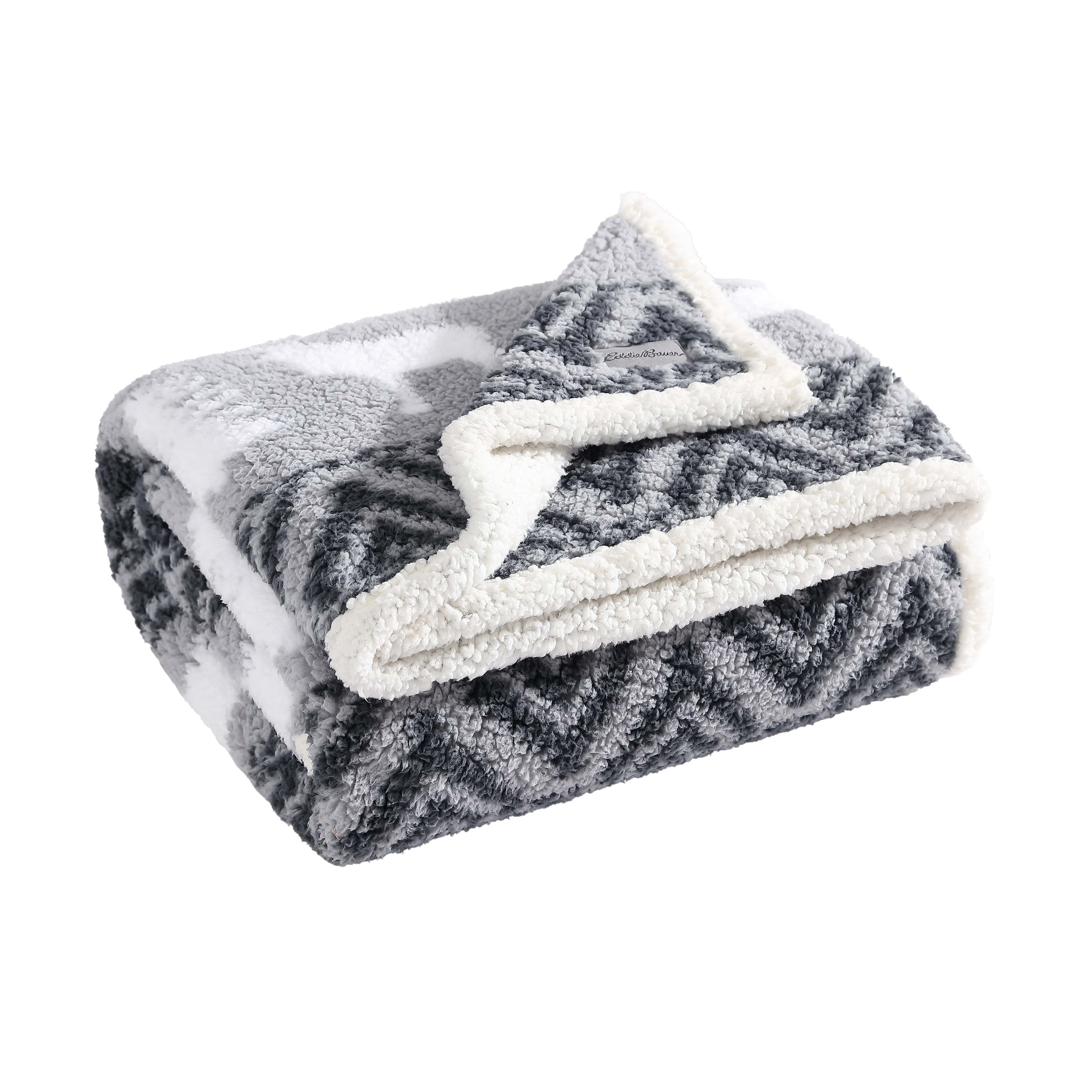 Eddie Bauer Printed Faux Shearling- Reversible Throw Blankets