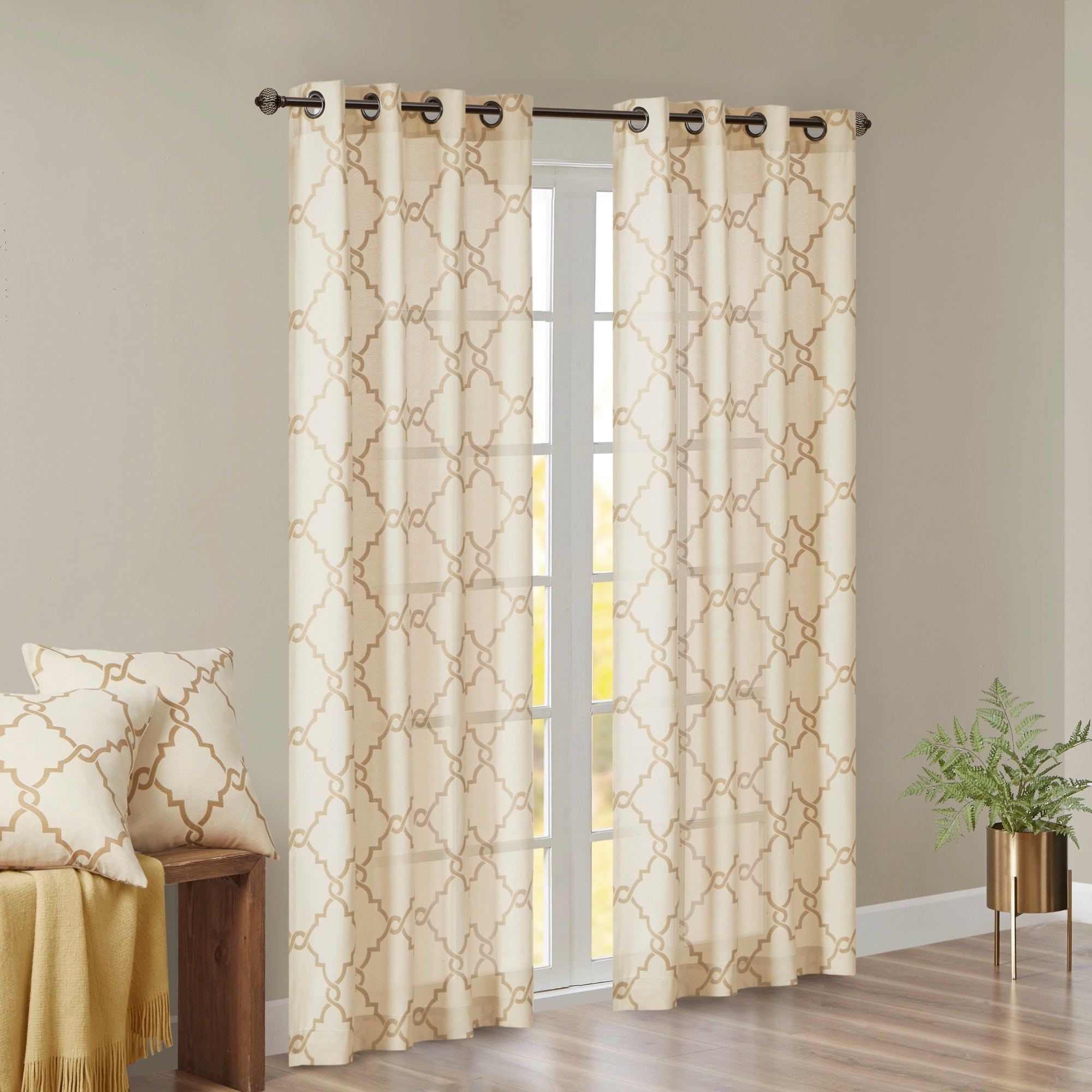 Madison Park Westmont Fretwork Print Grommet Top Window Single Curtain Panel