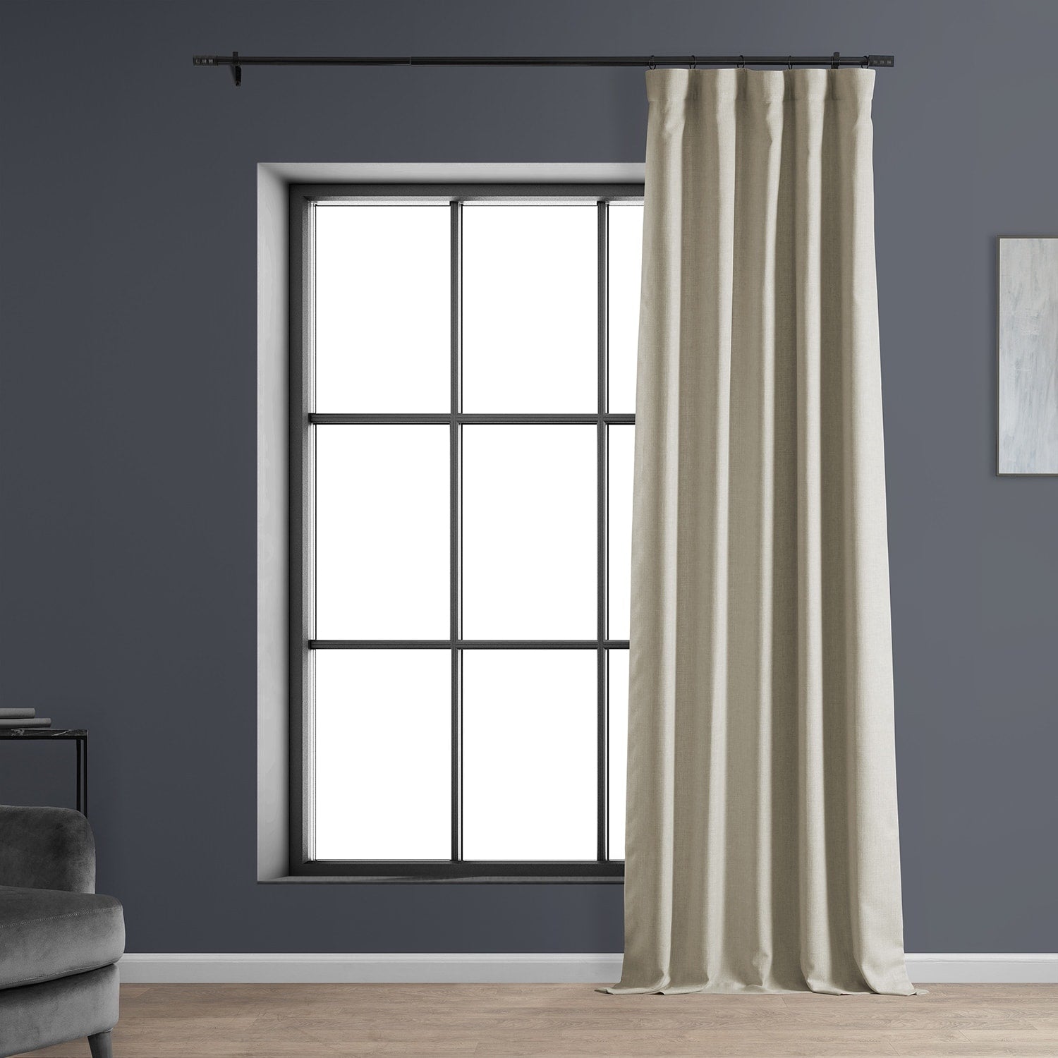 Exclusive Fabrics Italian Faux Linen Room Darkening Curtains for Bedroom & Living Room Curtains - Single Panel Window Curtains