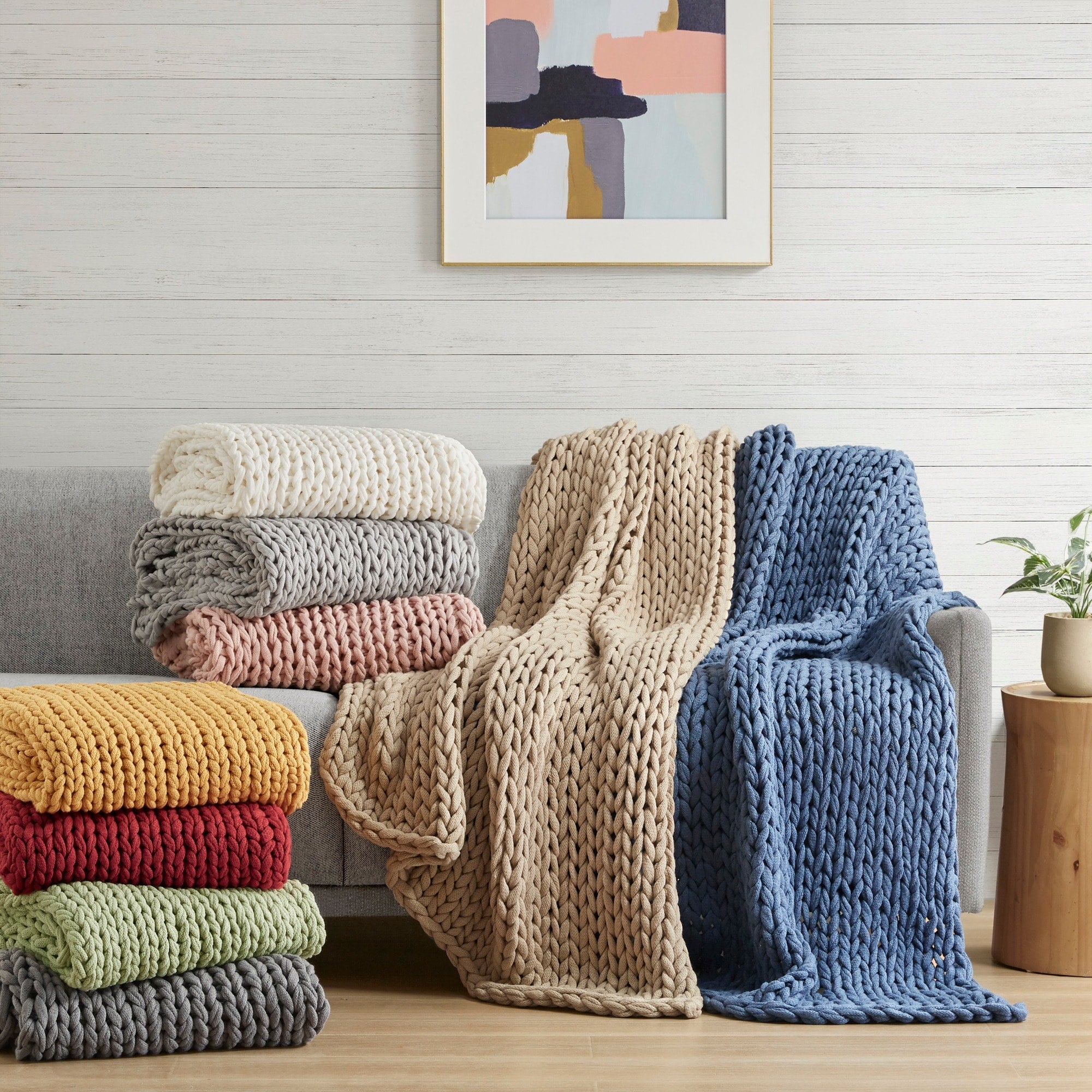 Madison Park Hand Made Chunky Double Knit Throw Blanket