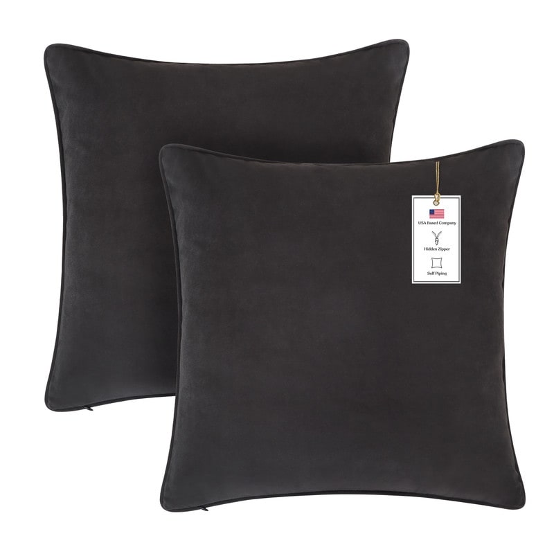 A1HC Set of 2 Luxurious Fine Soft Velvet Throw Pillow Covers Only, For Sofas, Beds, Vibrant Colors and Hidden Zipper