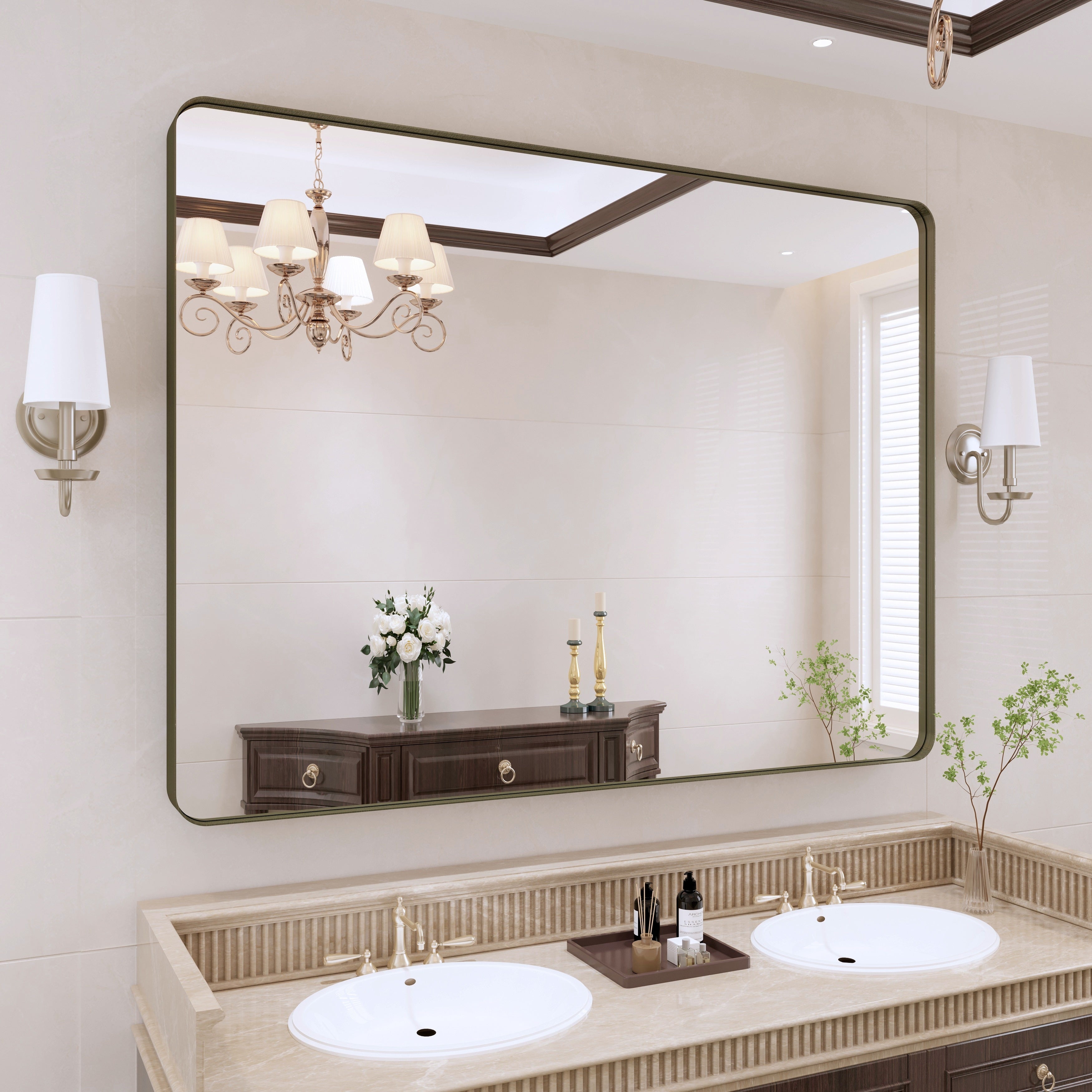 Framed Wall Mounted Bathroom Vanity Mirror