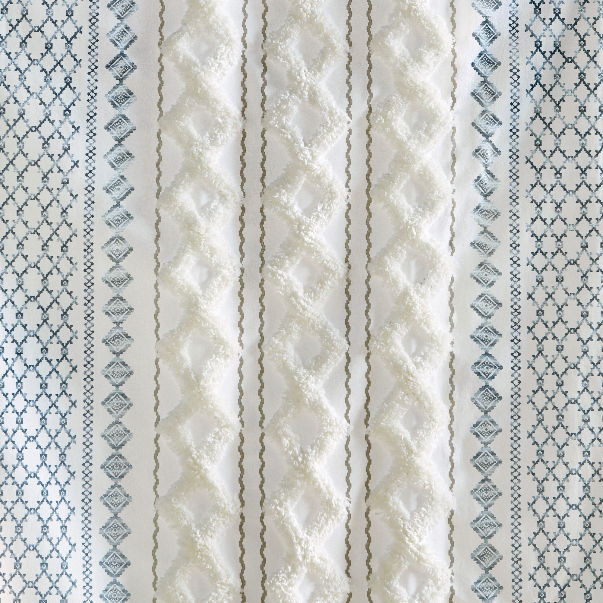 INK+IVY Imani Cotton Printed Curtain Panel with Chenille Stripe and Lining